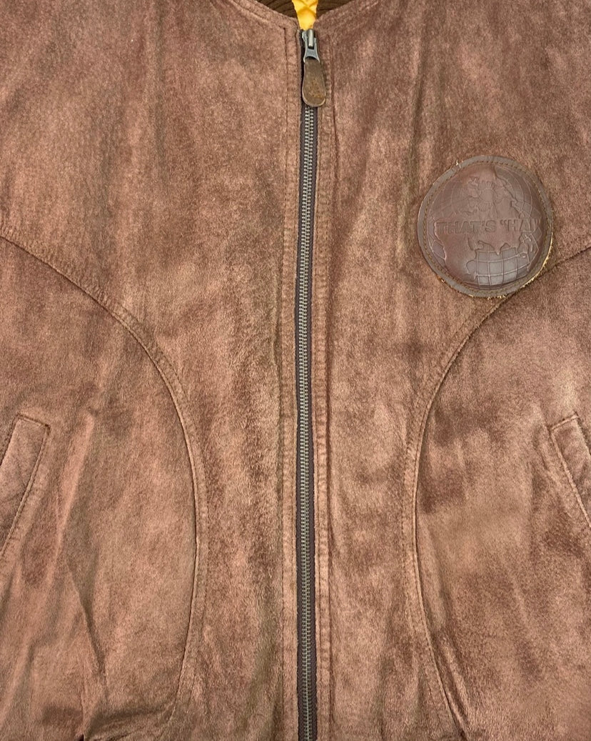1990’s Hai Sporting Gear Suede Globe Panelled Bomber Jacket