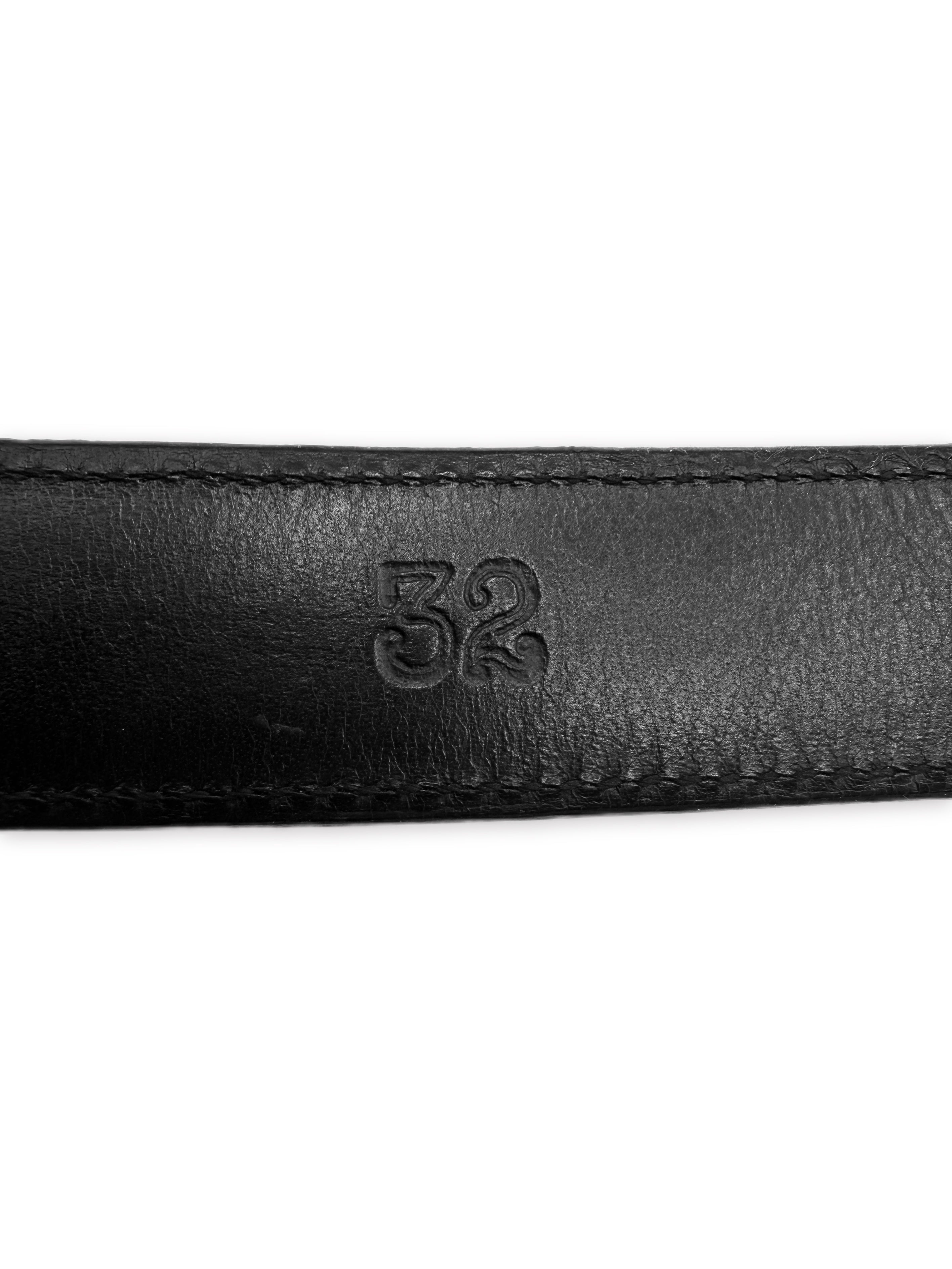 Chrome Hearts 1 in Oval Buckle + Black Leather .925 Silver Belt Strap Set