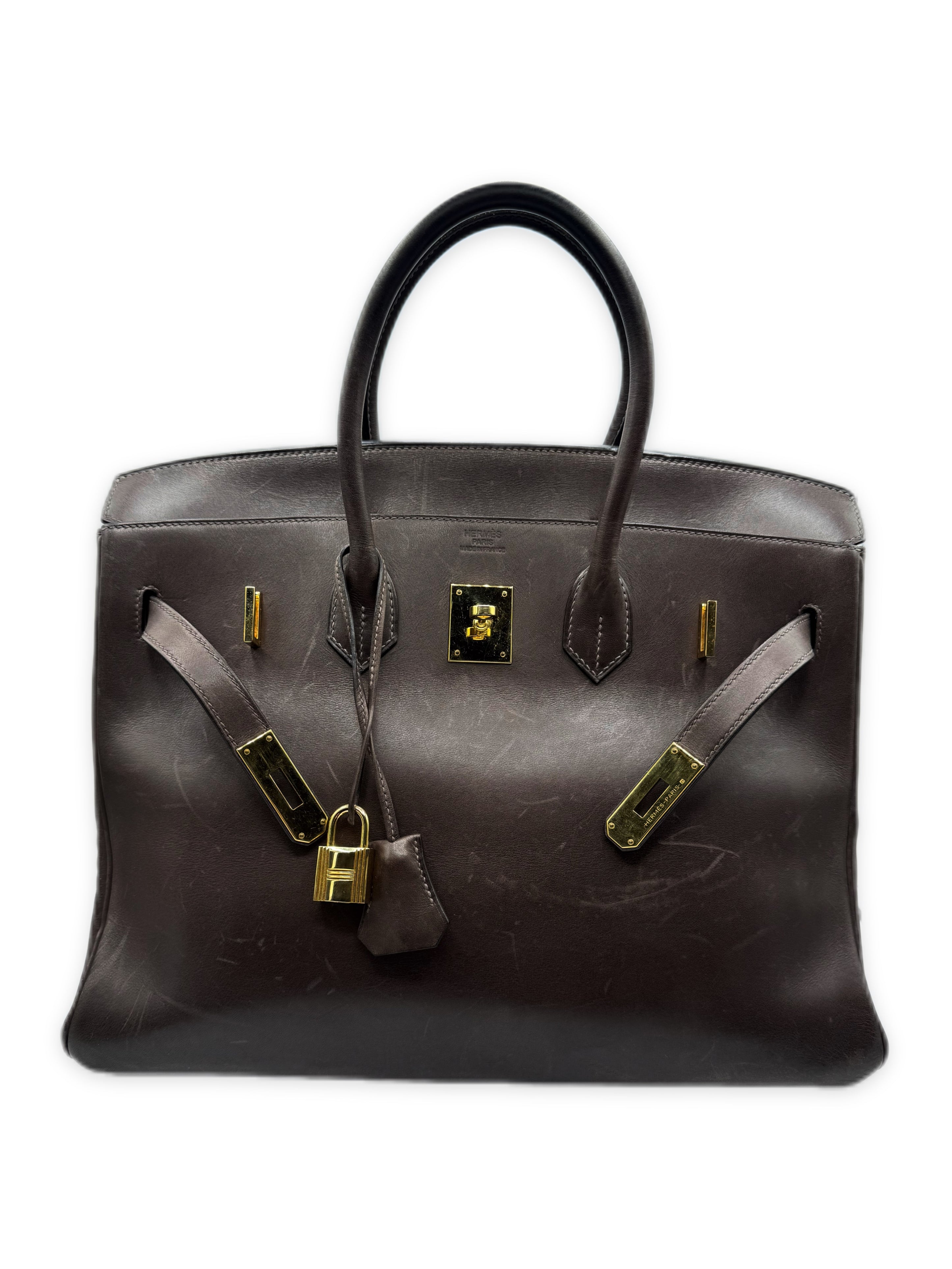 2024 Hermès Birkin 35 Barenia Leather Choclate Brown Hand Bag