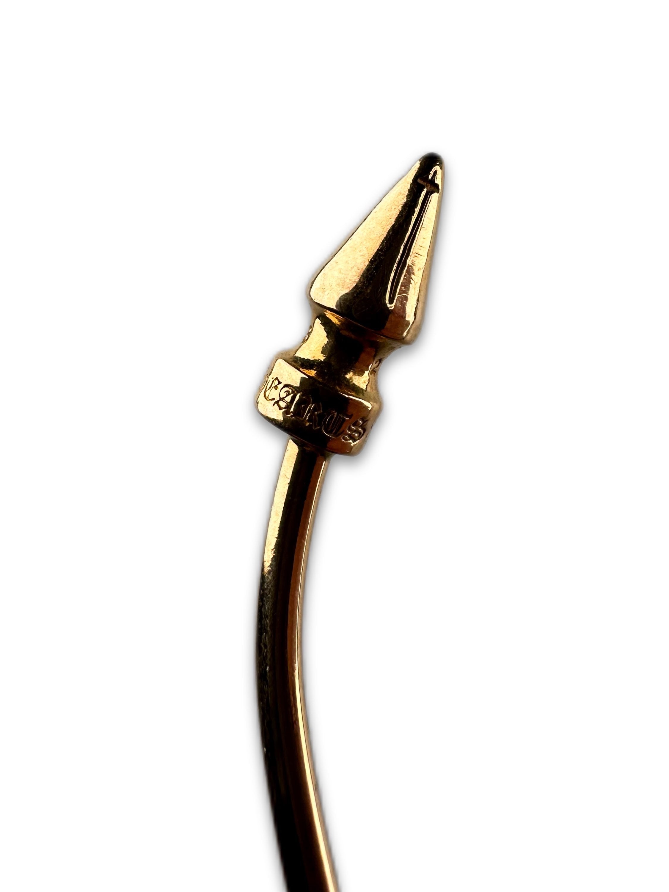 Chrome Hearts 22K Gold ‘Thorn’ Spike Bangle Cuff Bracelet