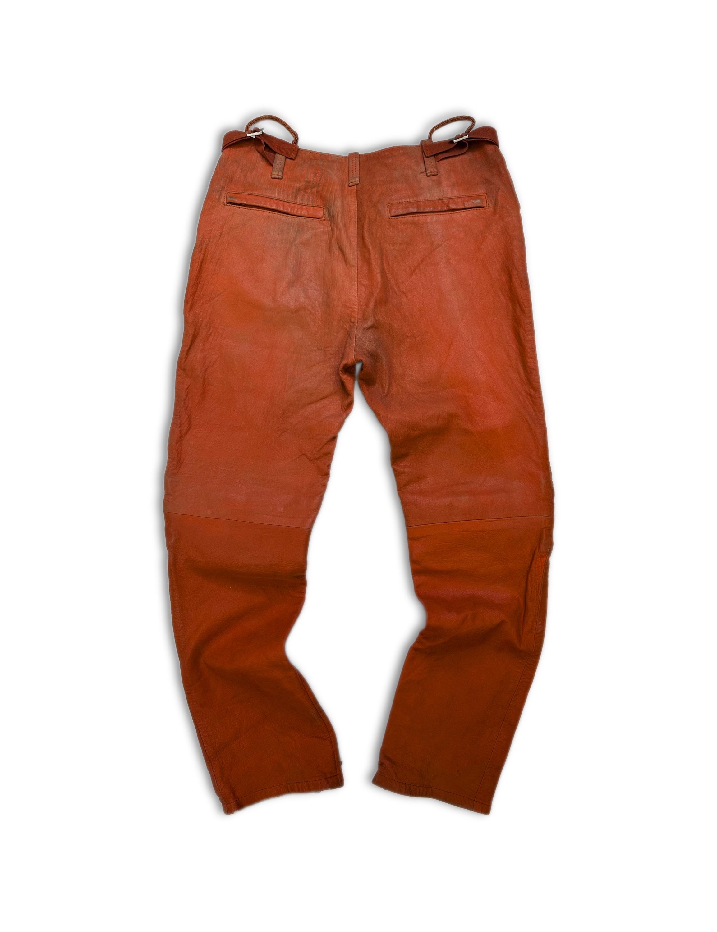 AW98 Helmut Lang ‘Astro’ Safety Orange Leather Biker Pants
