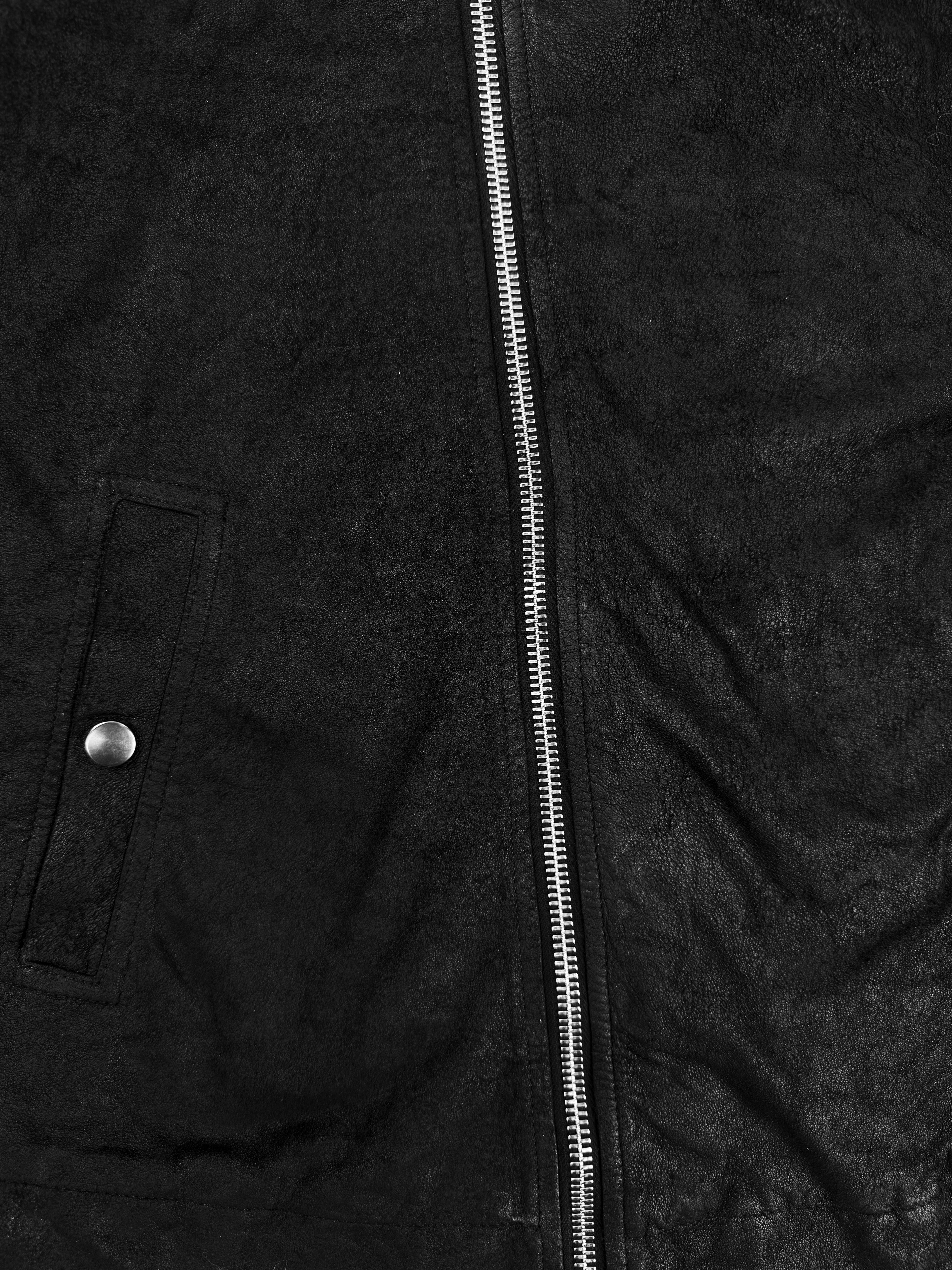 AW14 Rick Owens ‘Scuba’ Hood O&amp;M Blistered Leather Asymmetric Zip Jacket