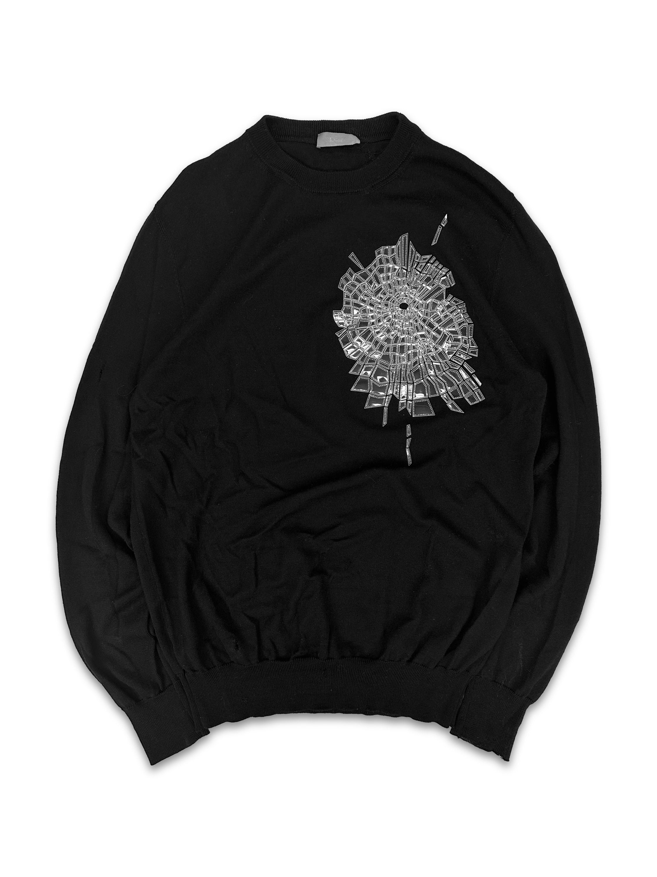 AW08 Dior Homme ‘Gunshot’ Shattered Glass Knitted Sweater