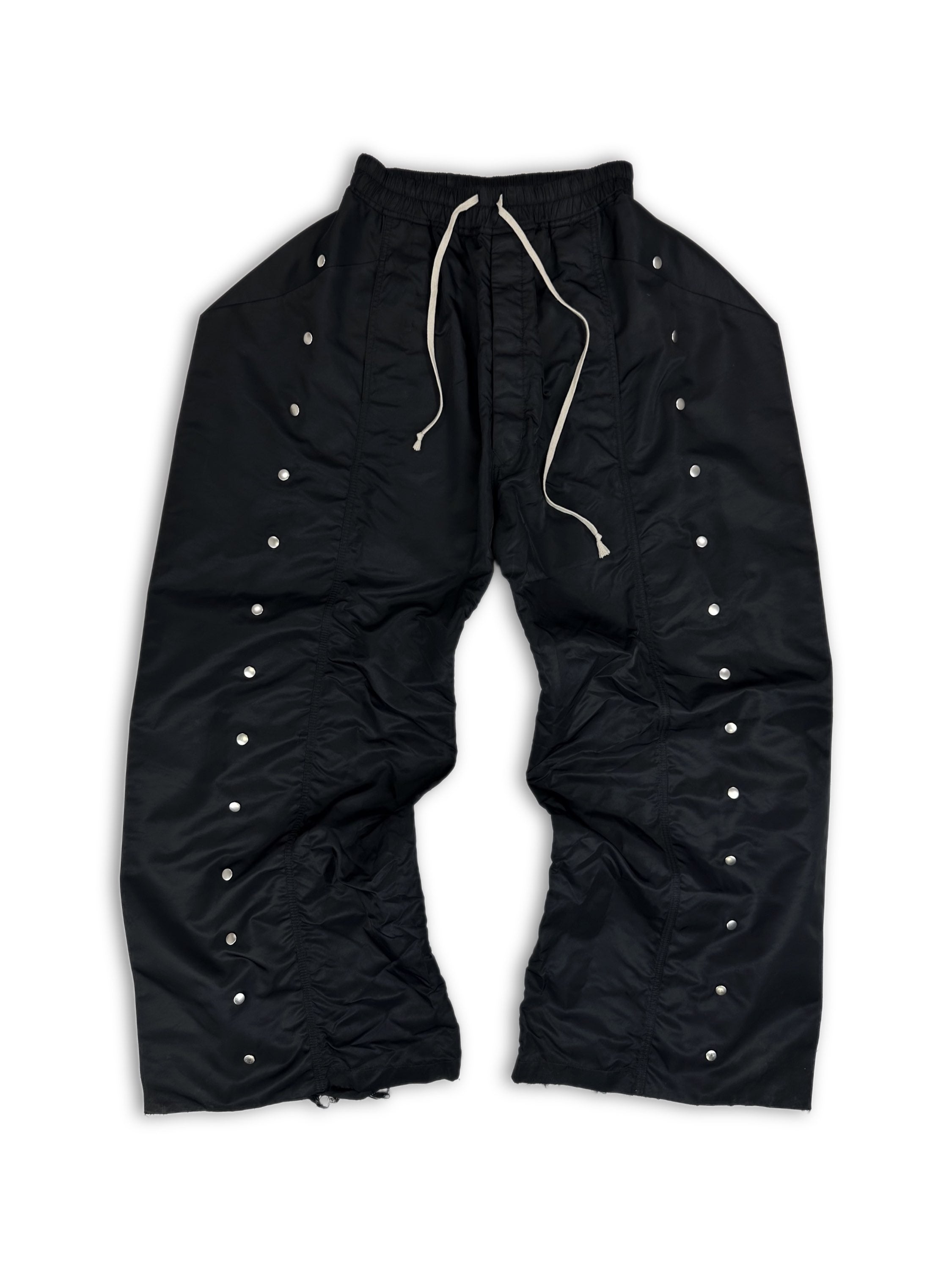 SS19 Rick Owens ‘Babel’ Flared Black Nylon Pusher Pants