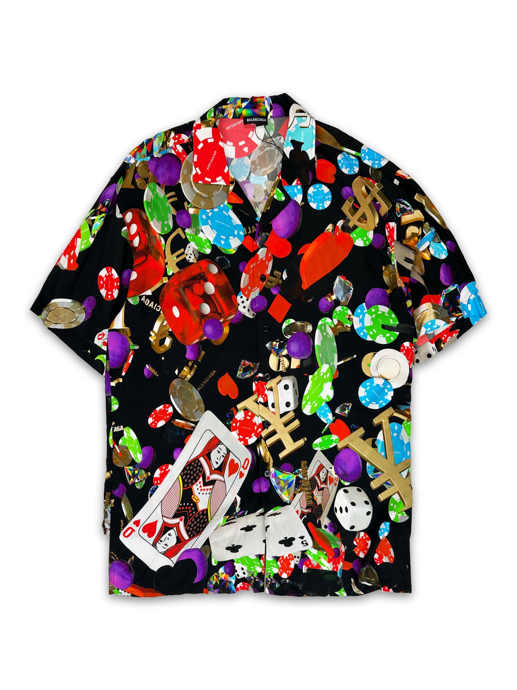 SS19 Balenciaga ‘Casino’ Print Short Sleeve Camp Collar Shirt