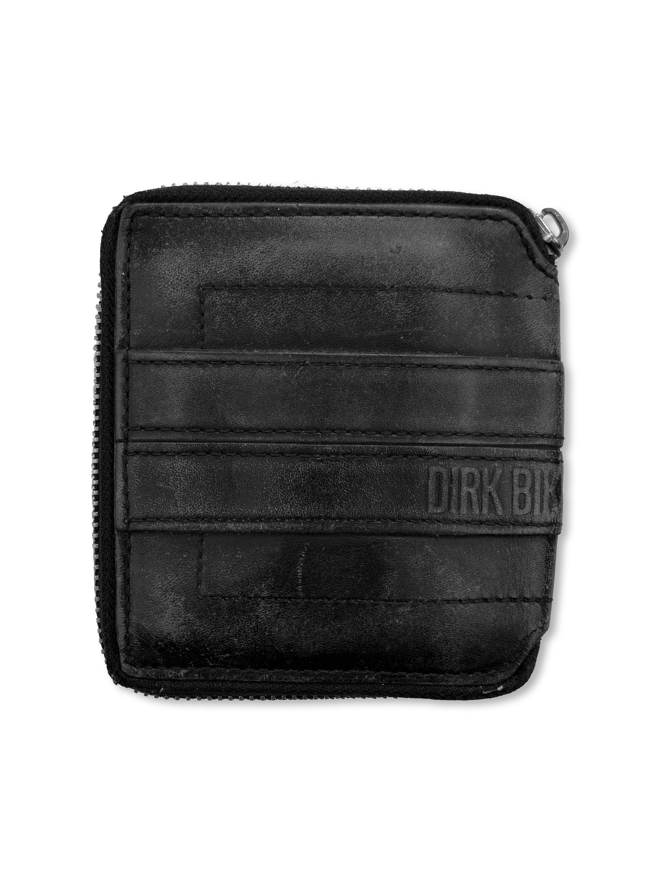 Dirk Bikkembergs Leather Full Zip Ribbed Black Wallet