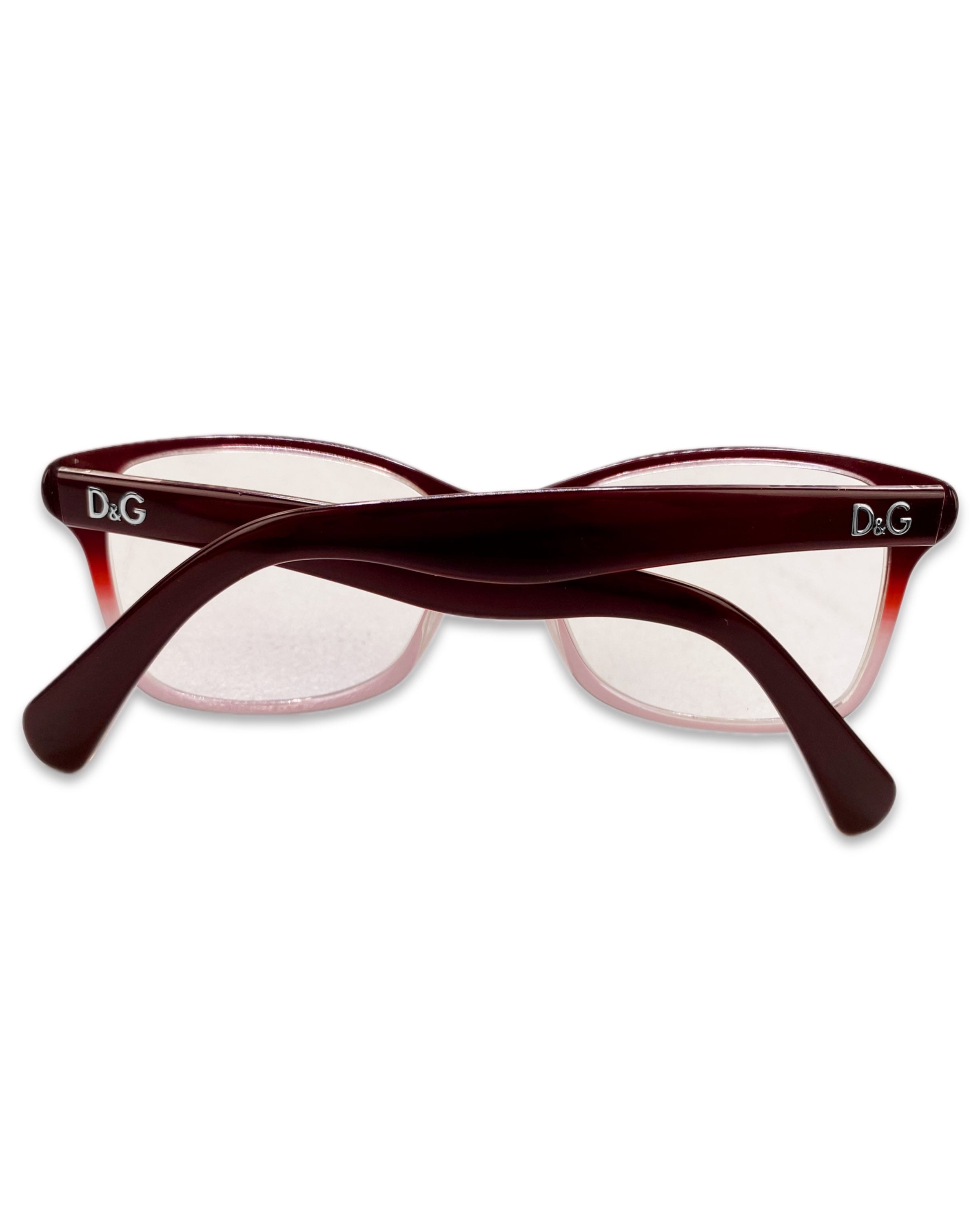 Dolce & Gabbana Blood Red Rounded Frame Metallic Logo Glasses