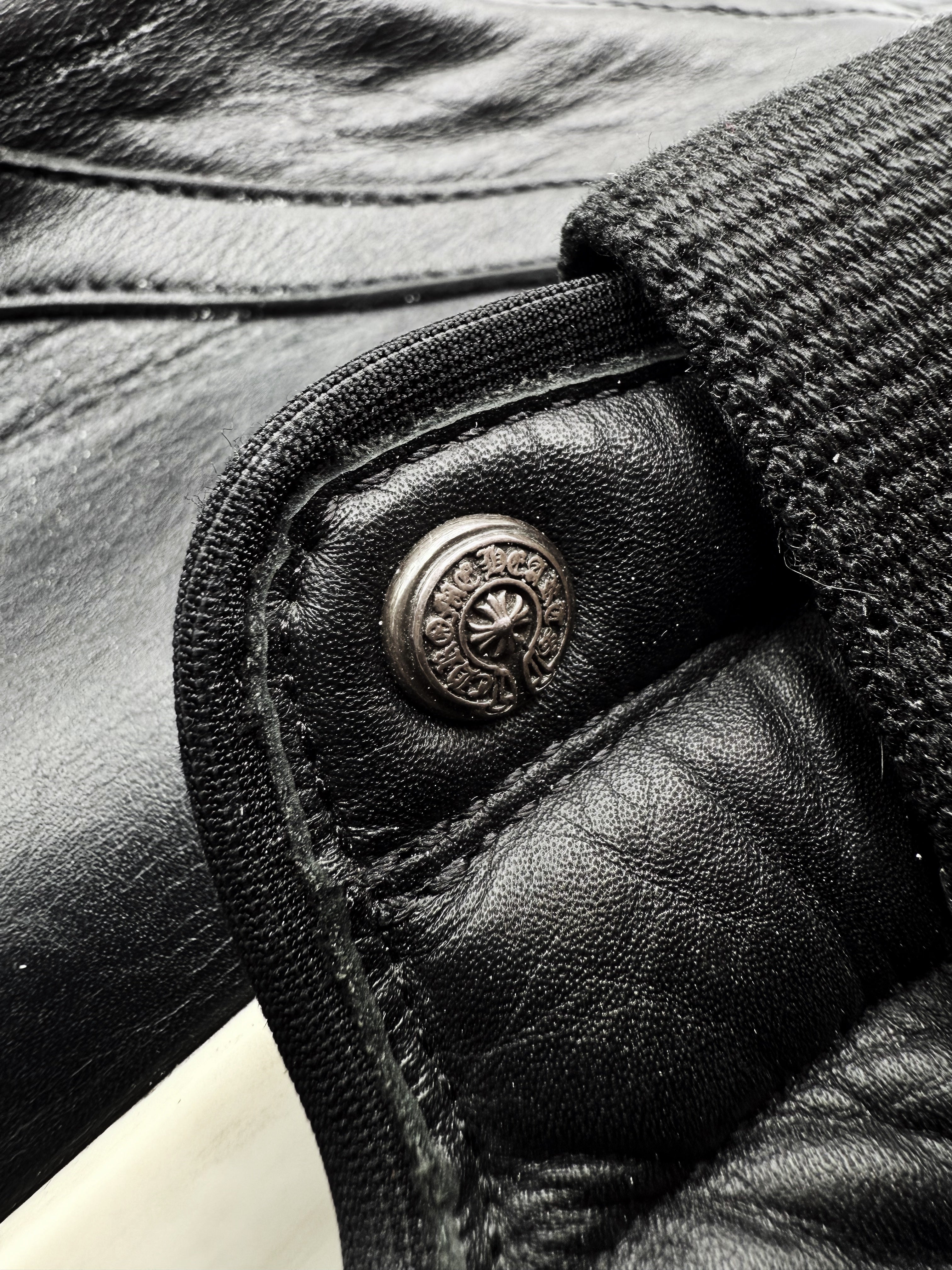Chrome Hearts x Rick Owens Cross Dagger Hi-top Leather Geobasket Sneakers