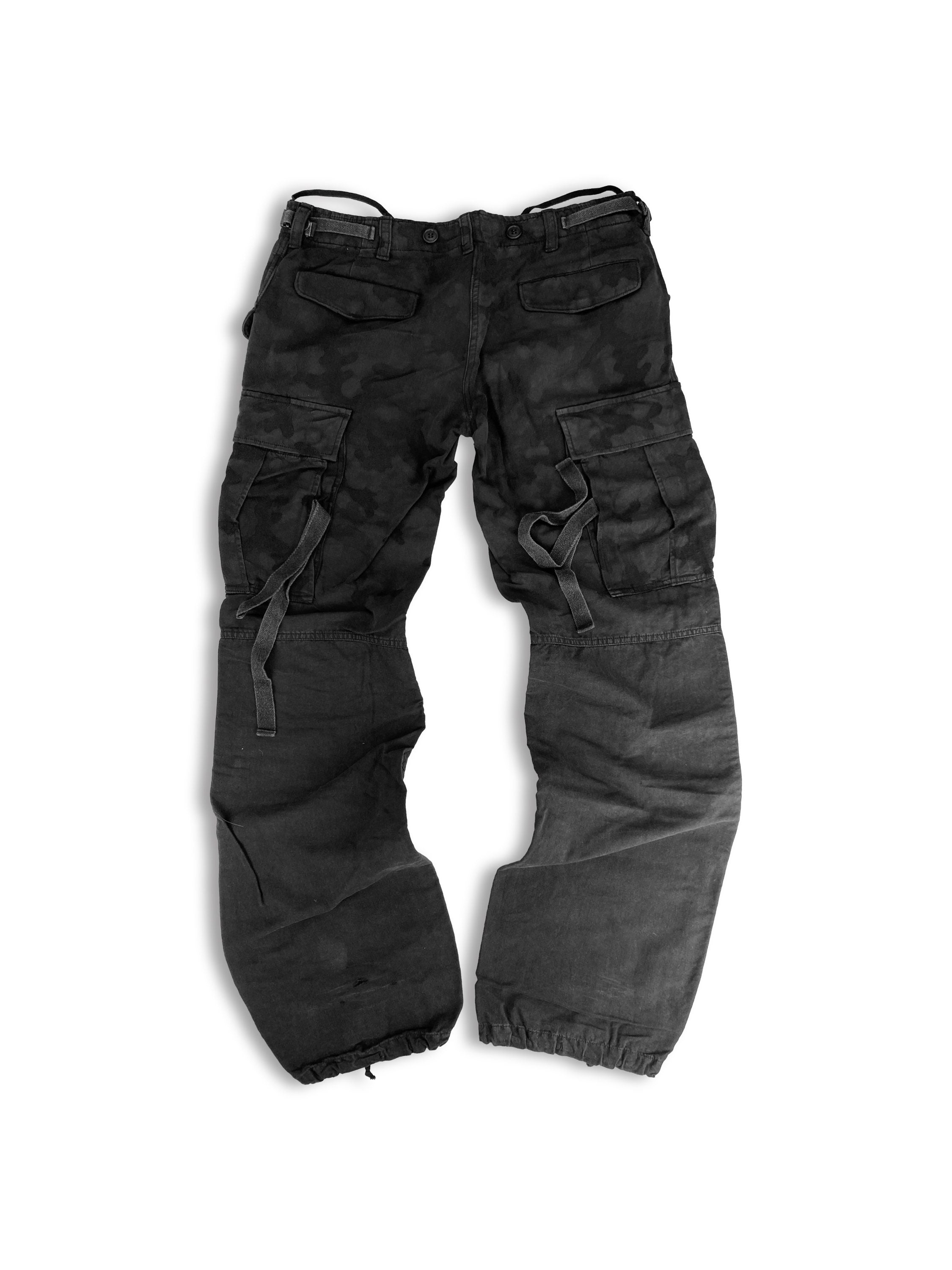Mihara Yasuhiro Black Camo Rebuild Wide Cut Hybrid Cargo Pants