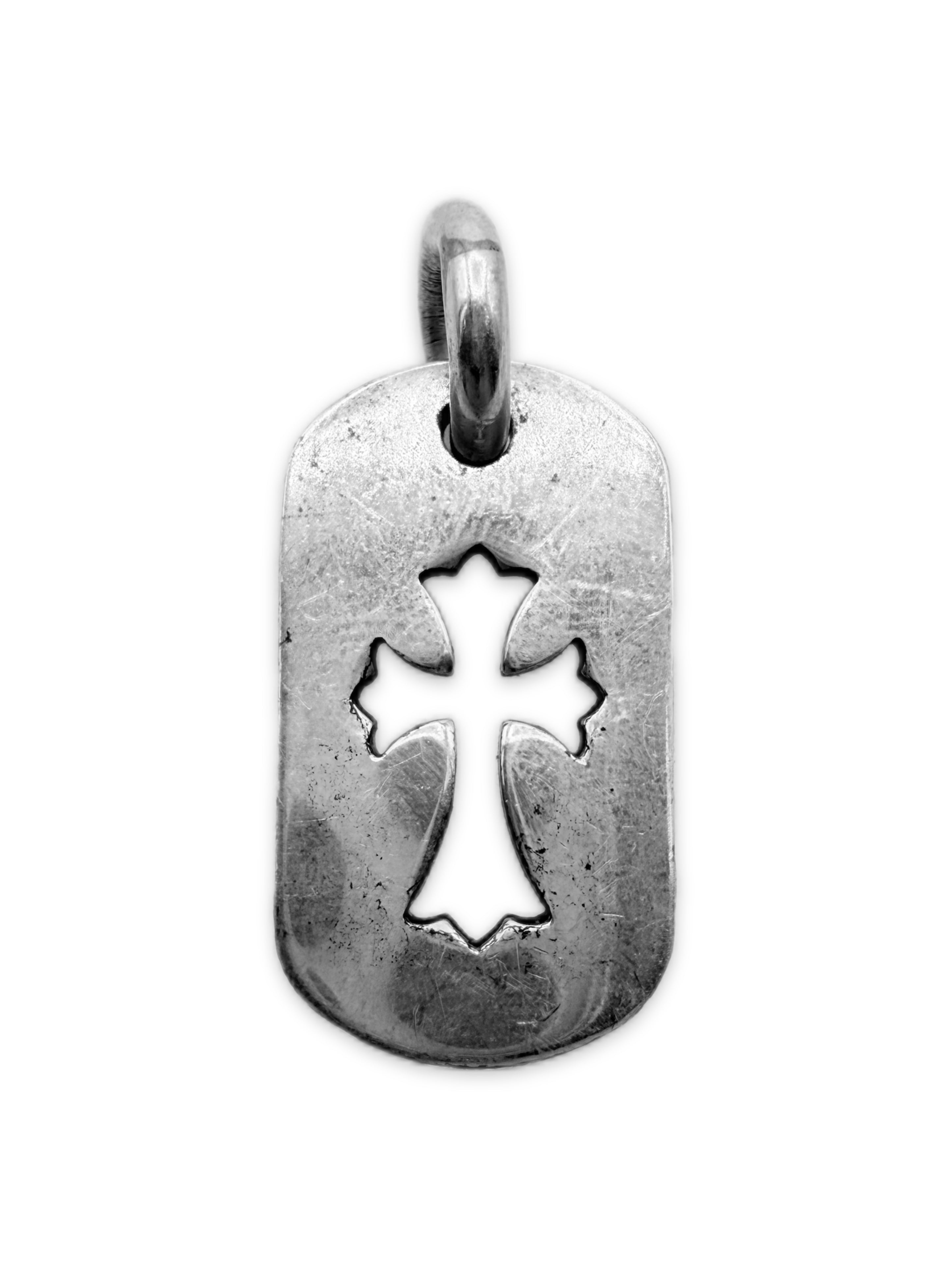 Chrome Hearts Cross Cut Out .925 Silver Dog Tag Pendant