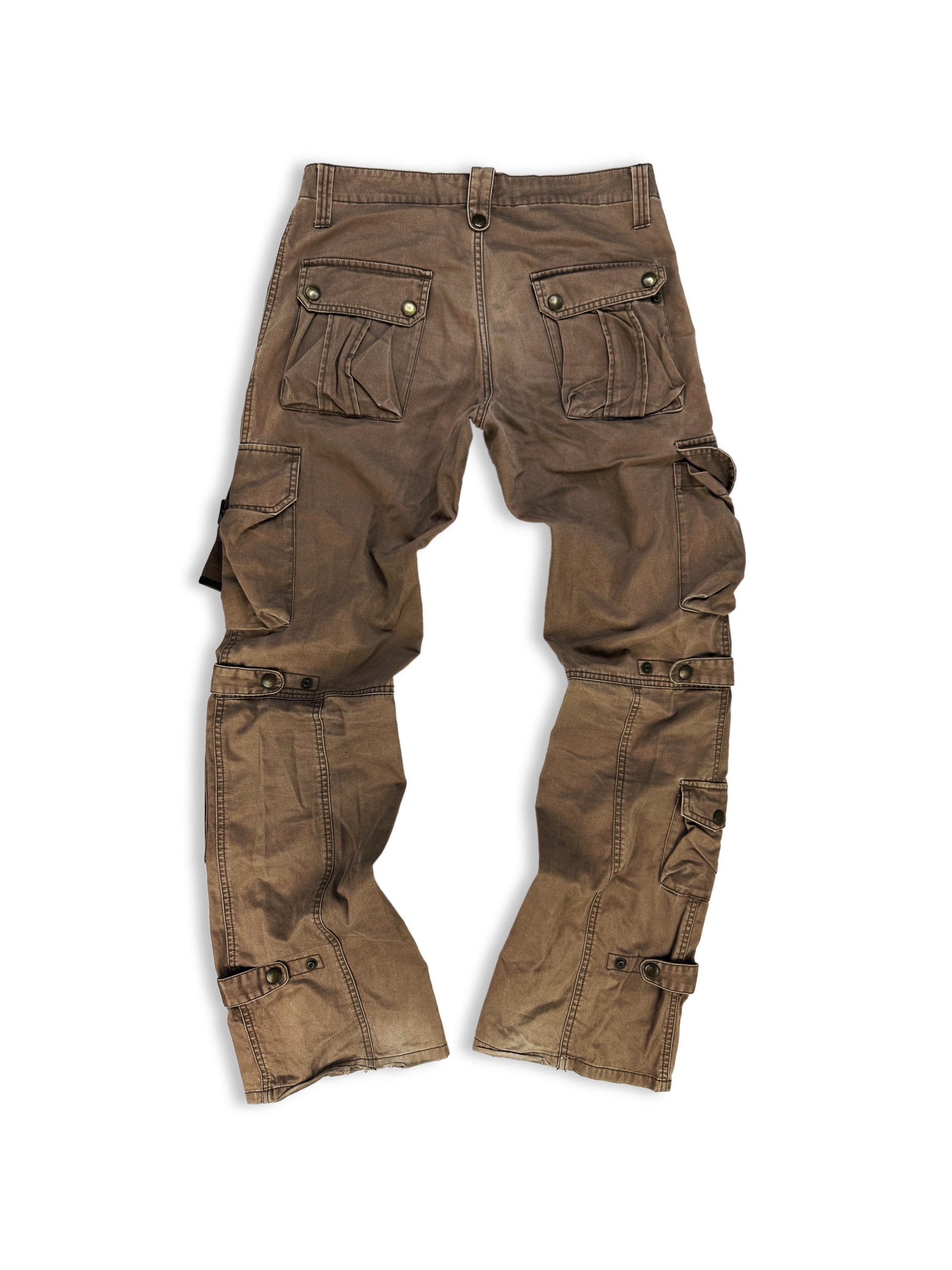 00s Tete Homme ‘Belted’ Multi Pocket Tan Cargo Pants