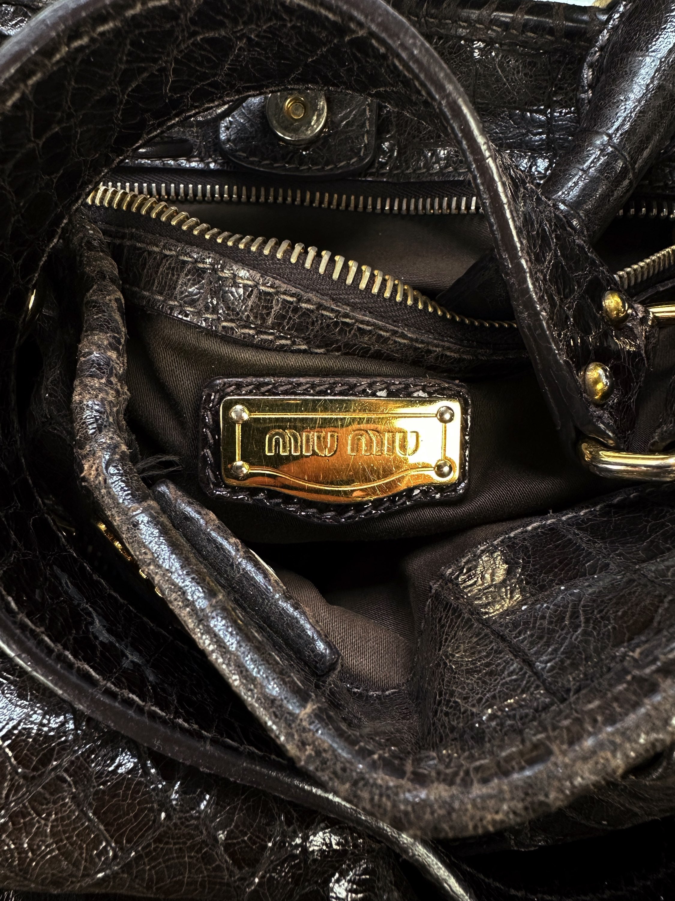 Miu Miu Dark Brown Calfiskin Leather Handbag