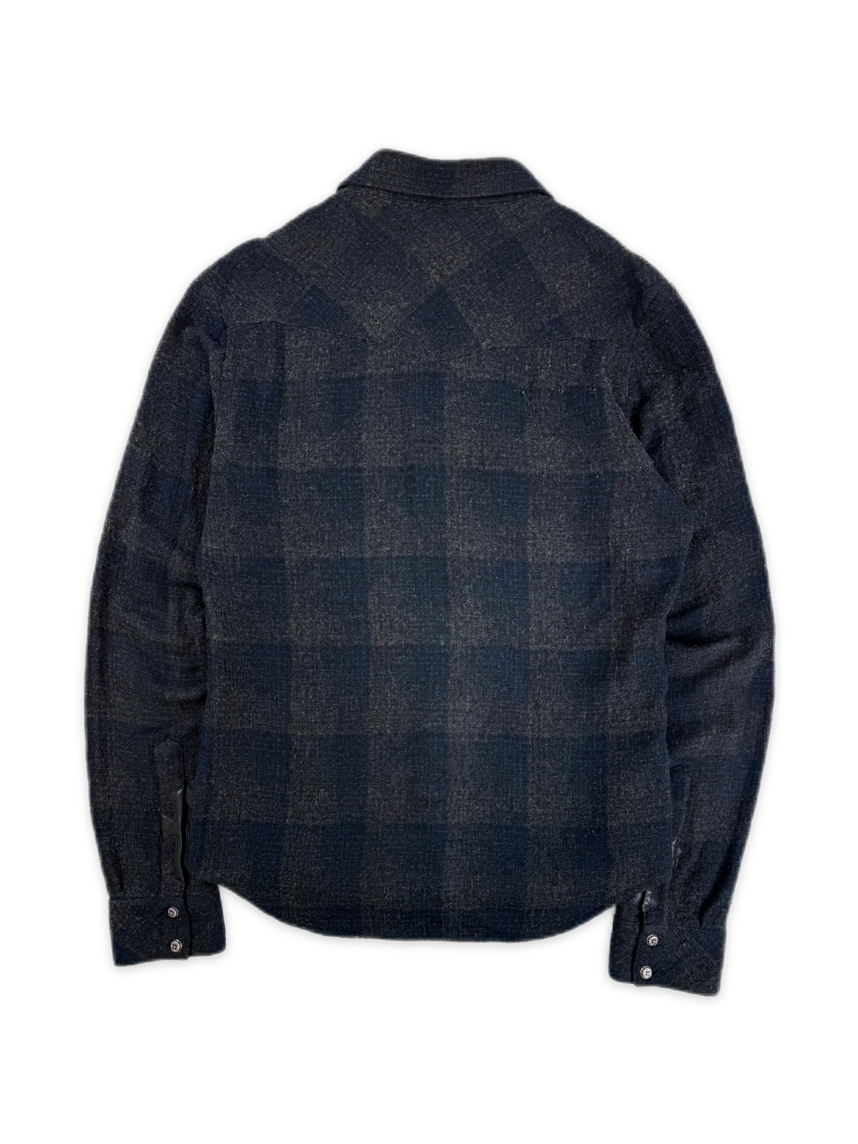 Chrome Hearts Wool Leather Cross Patch Oval Button Flannel Jacket