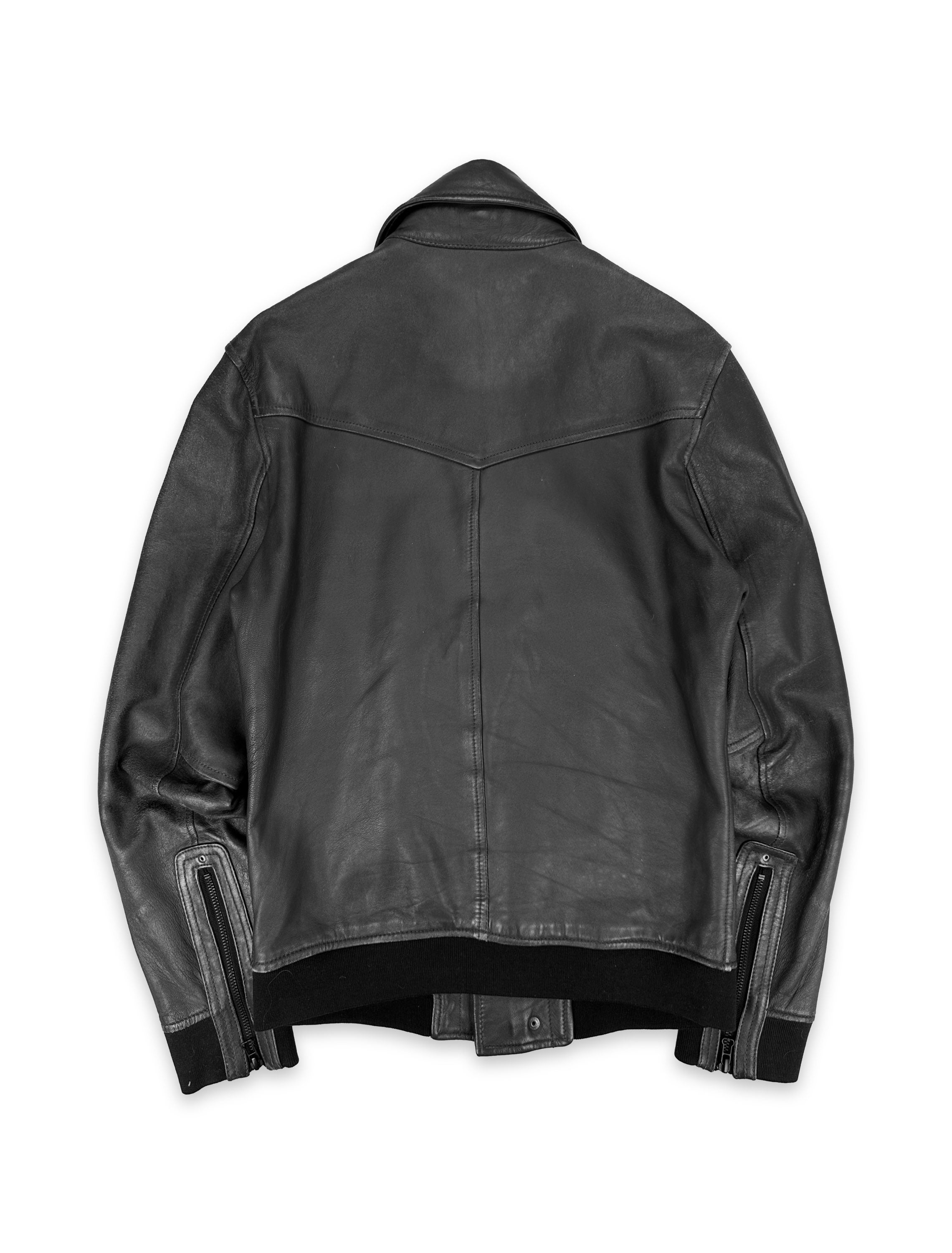 Tete Homme Dark Grey Multi Pocket Leather Jacket