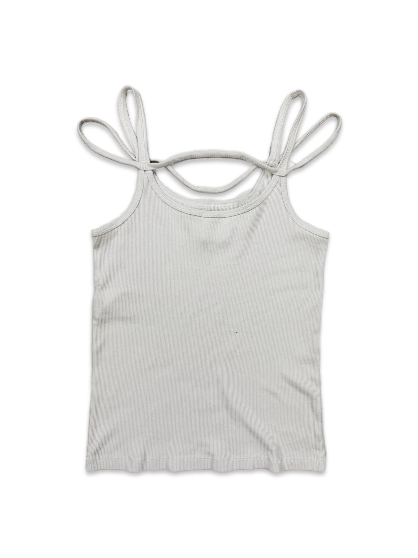AW02 Maison Margiela Quad-String White Ribbed Tank Top