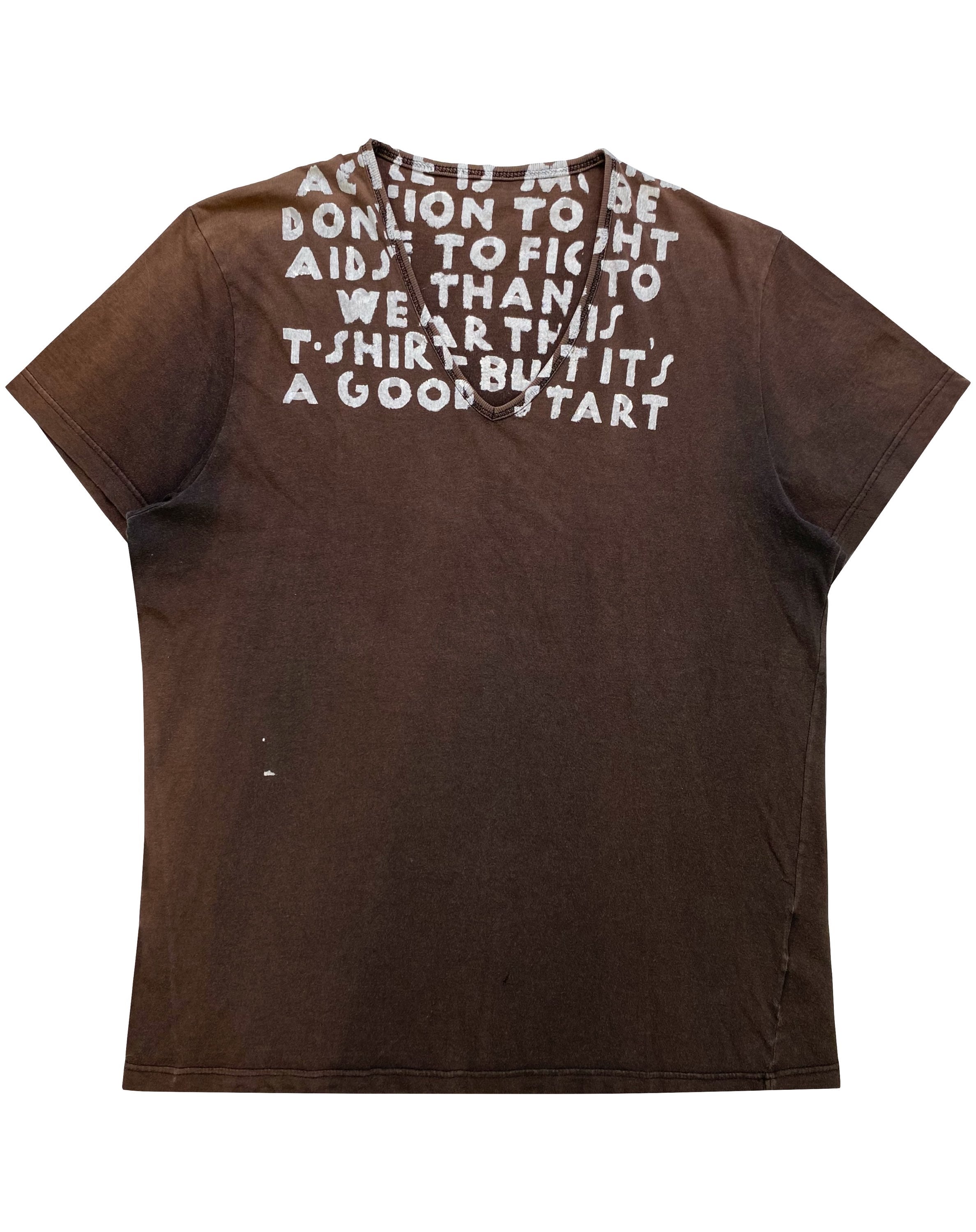 AW04 Maison Margiela ‘Aids’ Brown Script T-Shirt