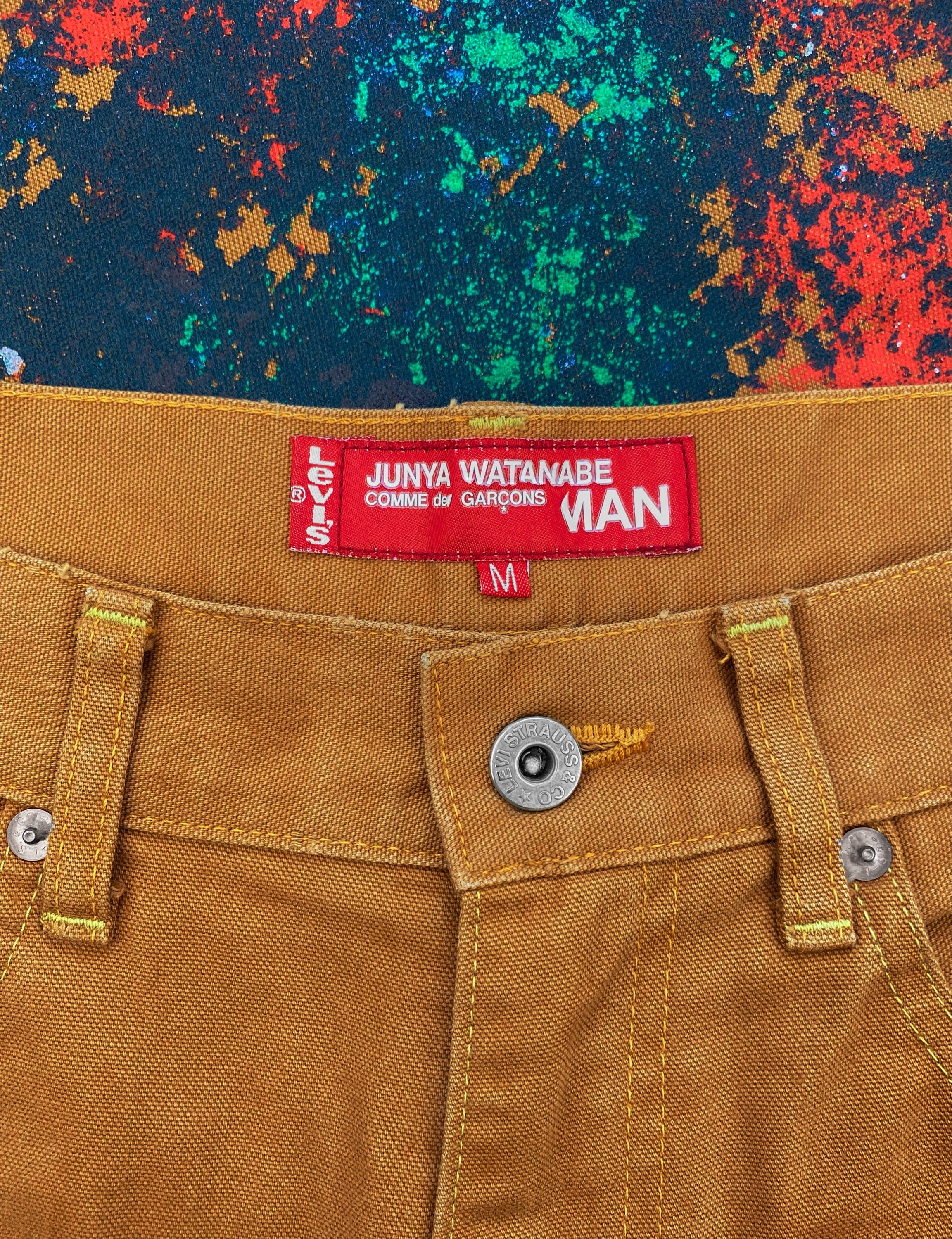 SS18 Junya Watanabe X Levi’s 505 Khaki Paint Splatter Denim