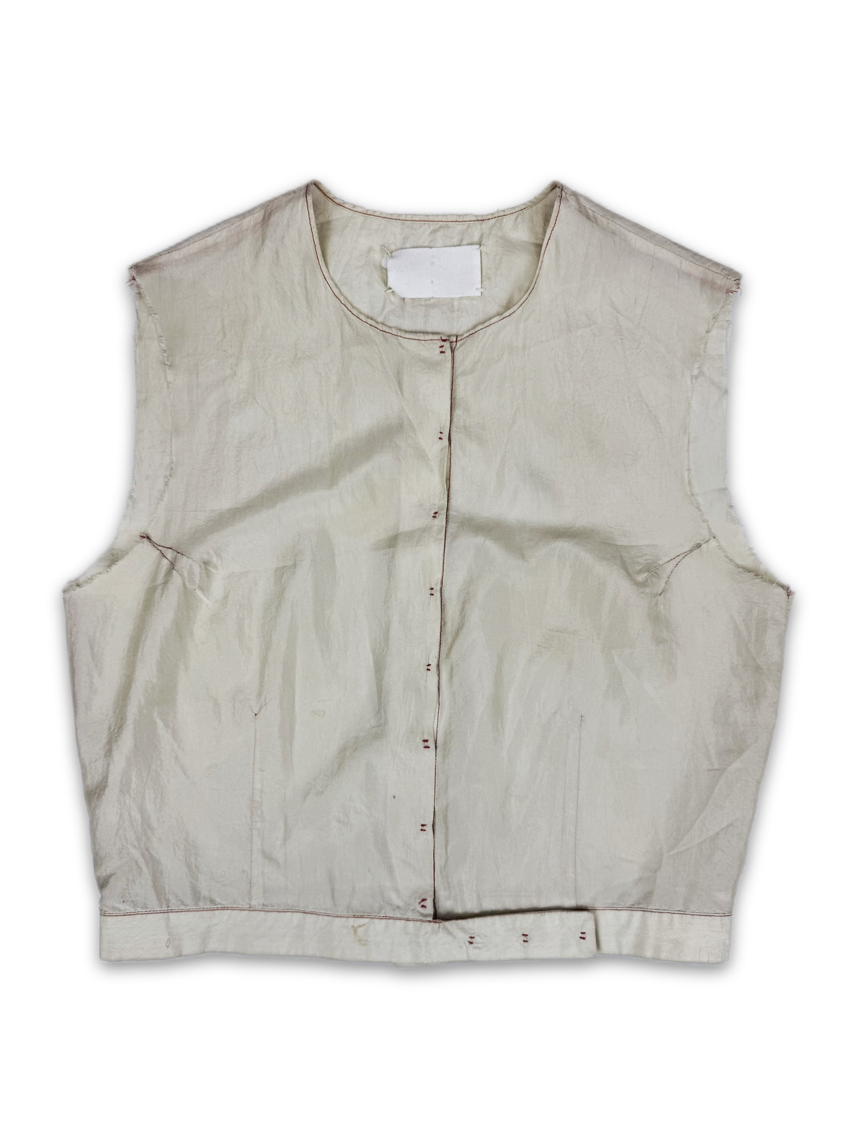 90s Maison Margiela Single Red Stitch White Tag Sleeveless Vest
