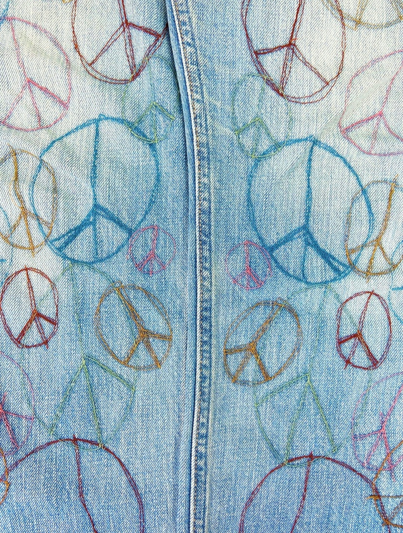 Kapital Embroidered Peace Emblem Stone Wash Denim
