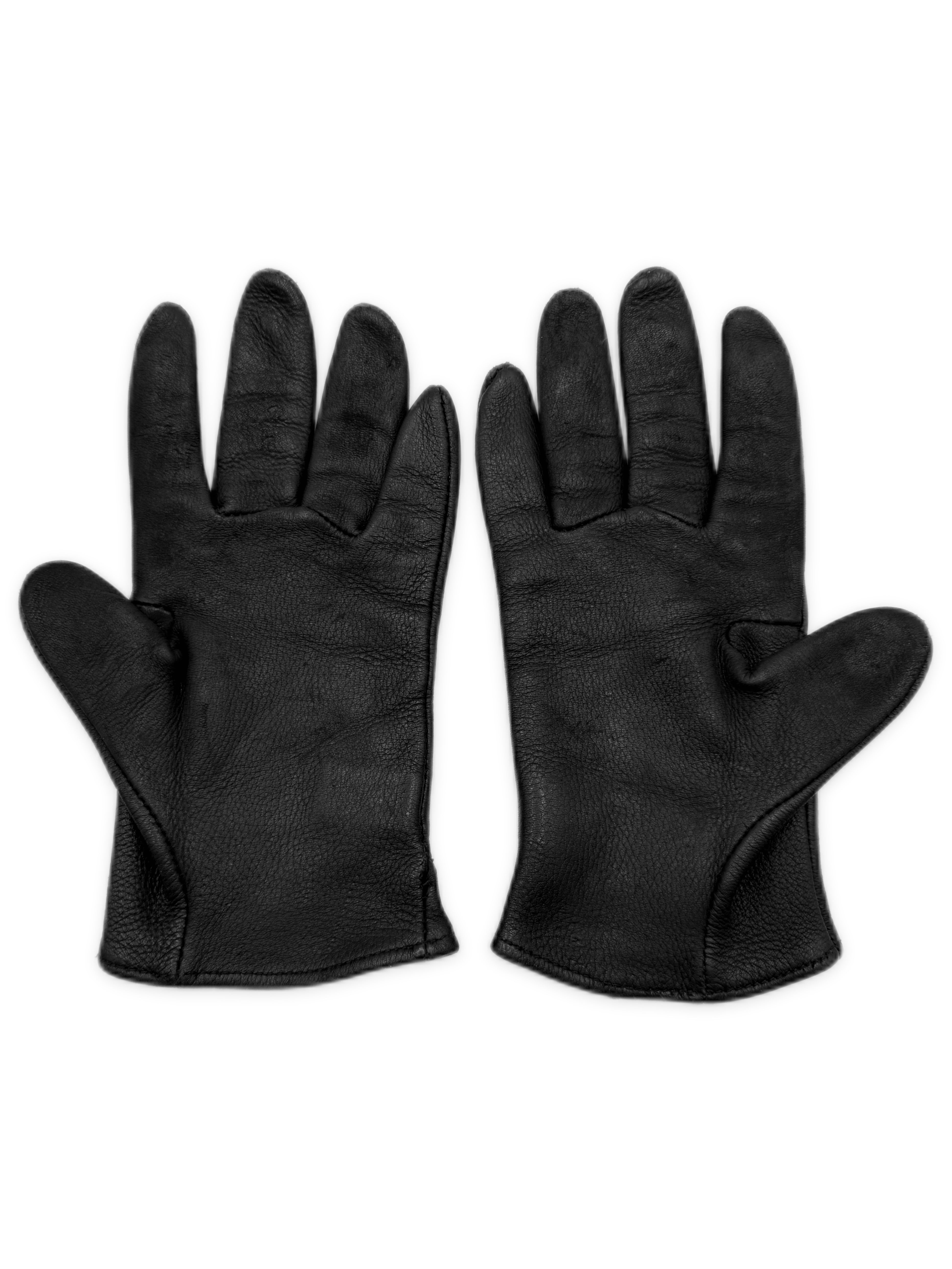 Chrome Hearts Triple Cross Patch Cemetery Black Leather Gloves