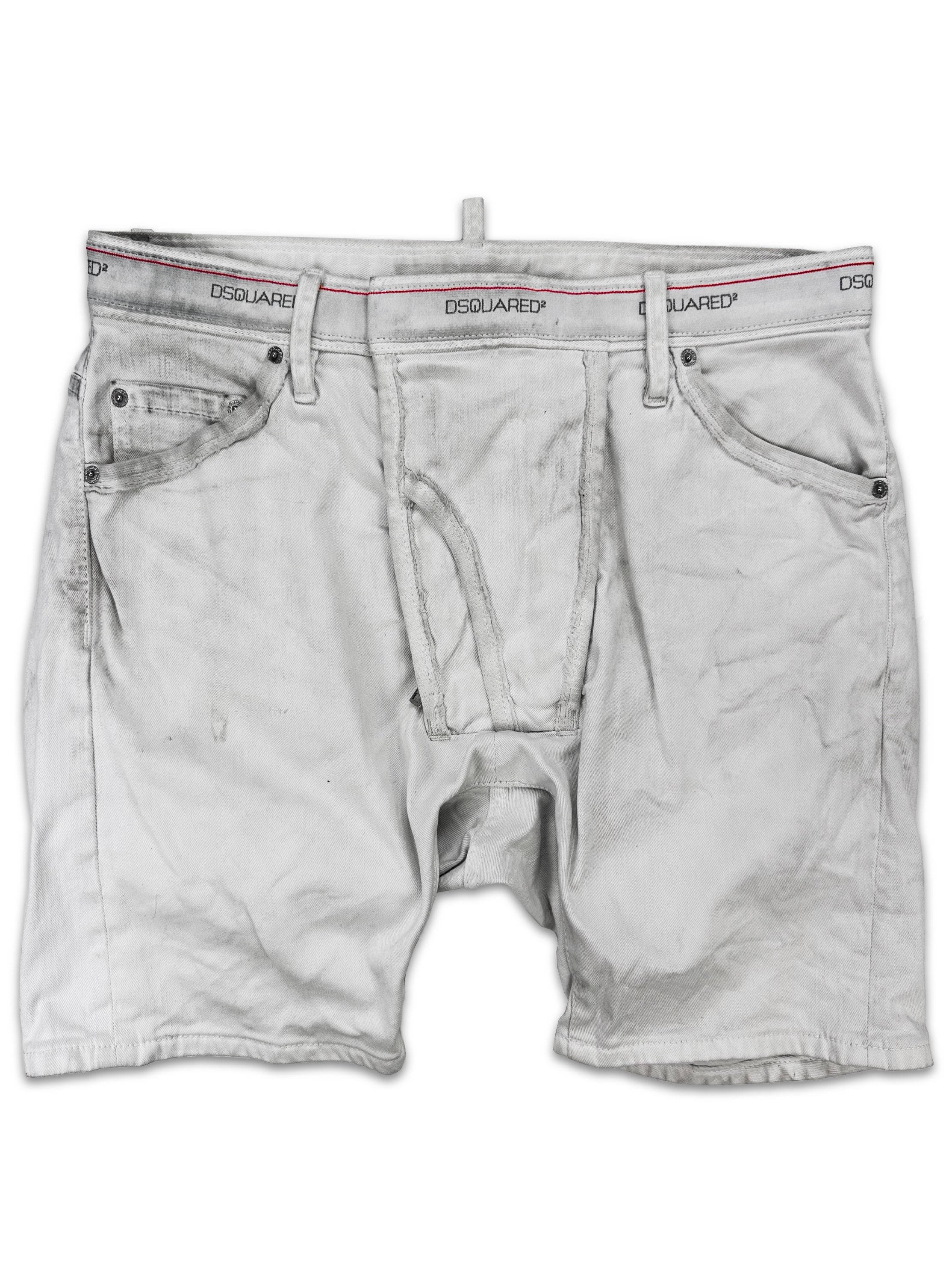 00s Dsquared2 White Denim ‘Boxer’ Monogram Shorts