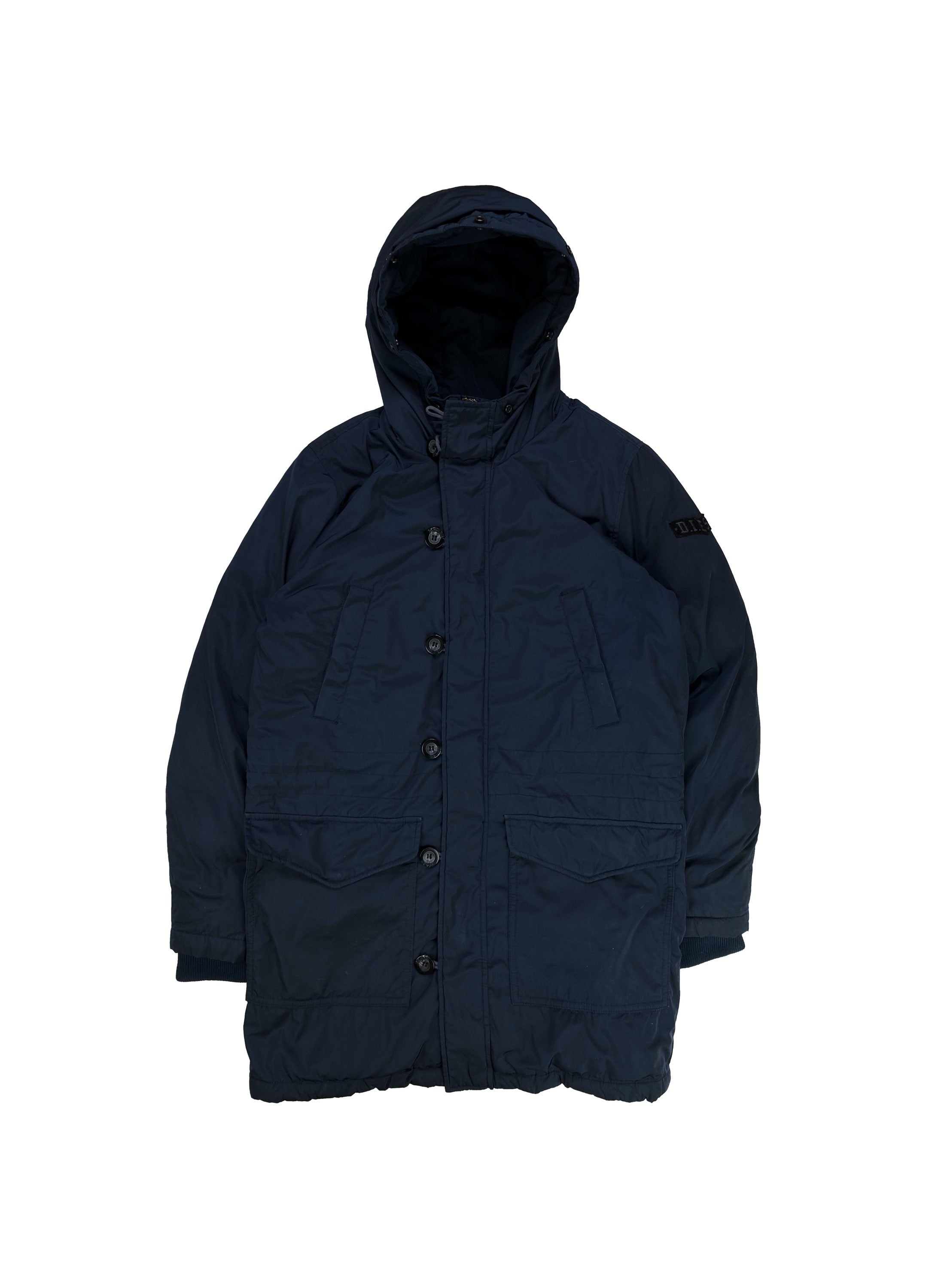 Diesel Riveted Navy Blue Down Fill Puffer Trench Coat