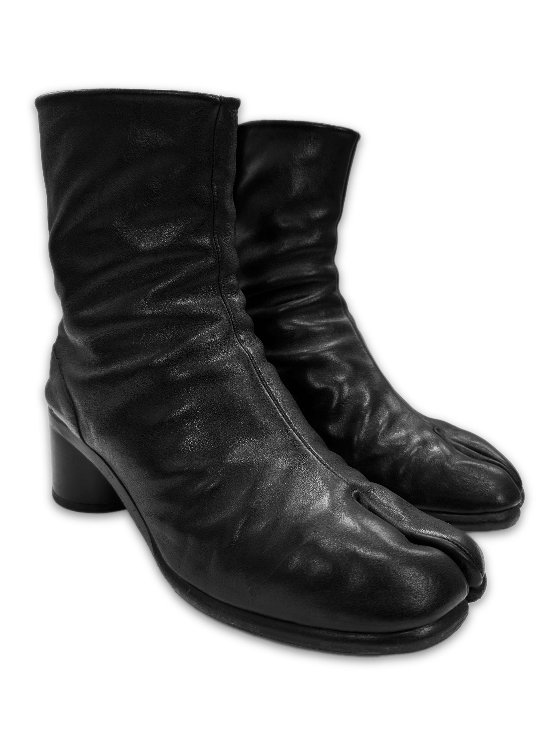Maison Margiela ‘Tabi’ Black Leather Split Toe Boots