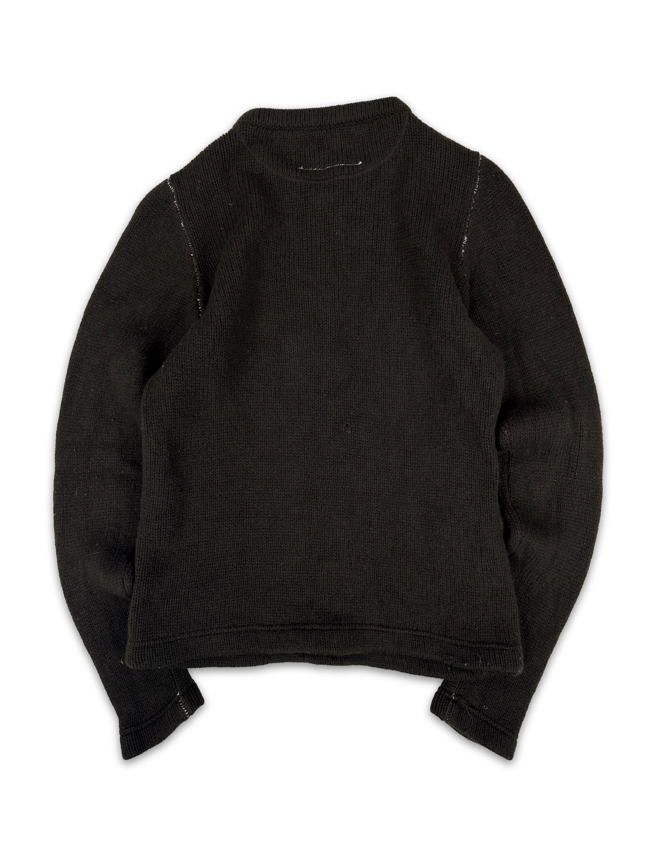 90s Maison Margiela ‘Standard Neck’ Painted Torso Zip Knit Sweater