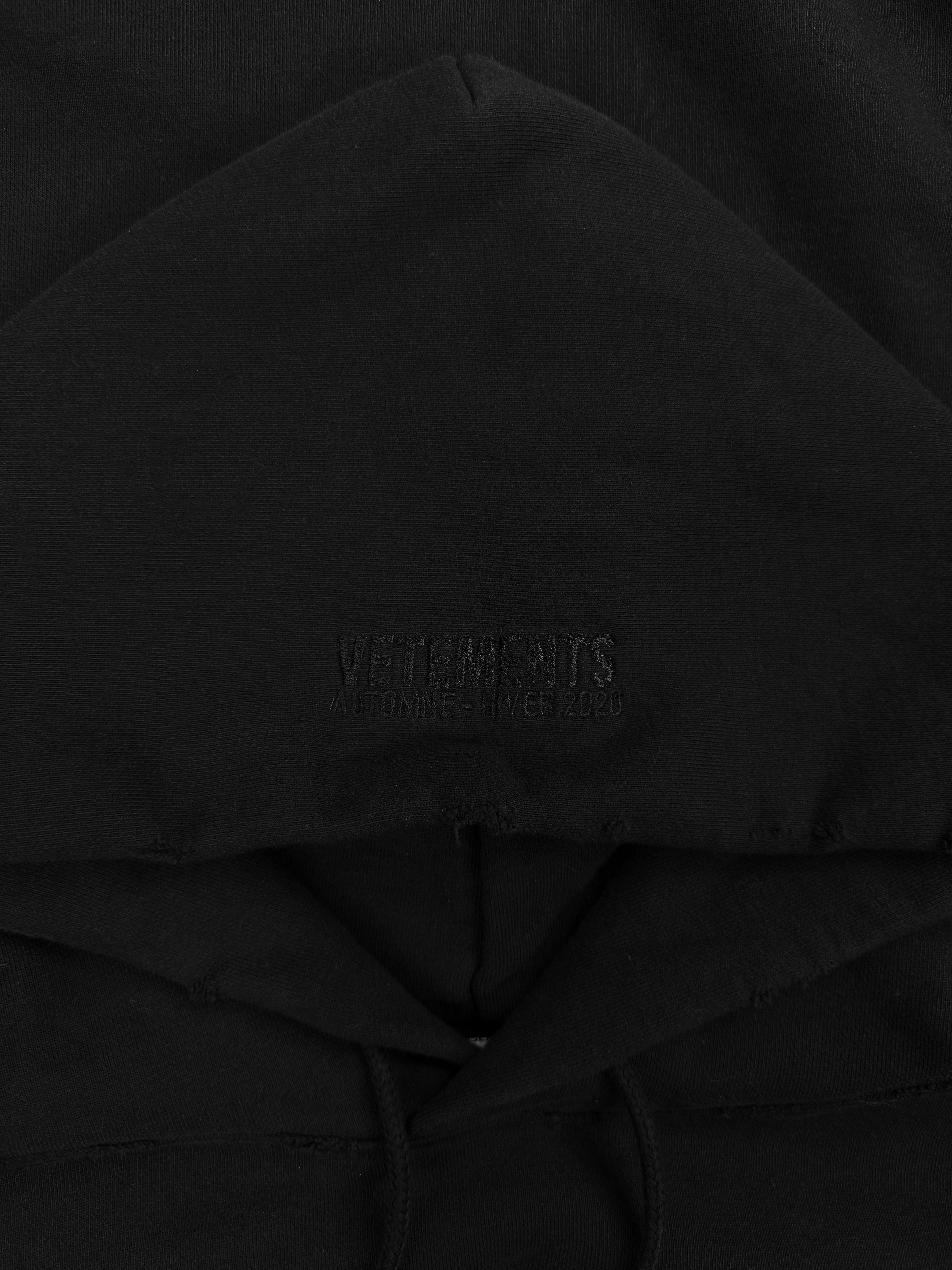 AW20 VETEMENTS 'SILK ROAD' EMBROIDERED BLACK OVERSIZED HOODIE