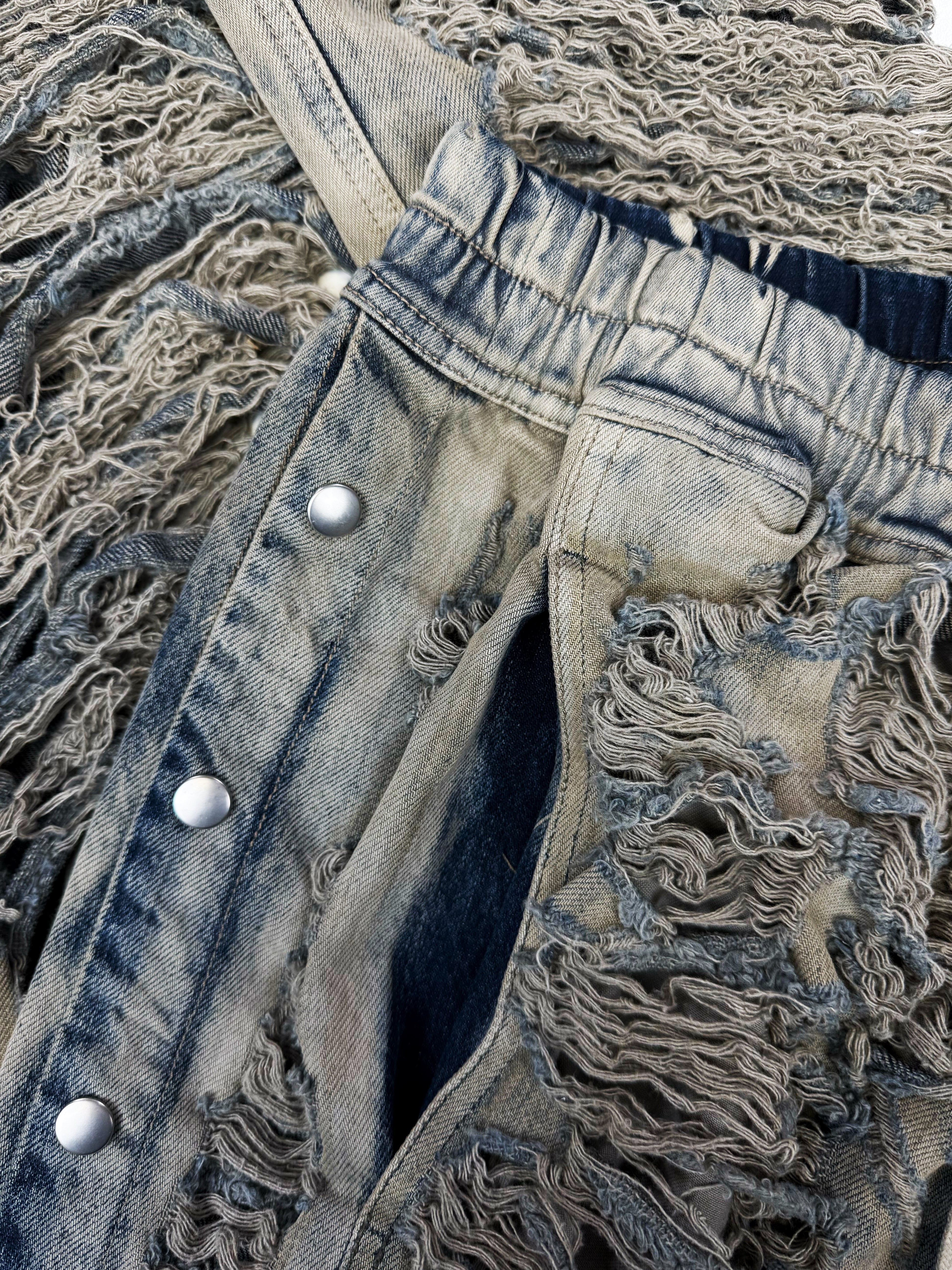 Rick Owens DRKSHDW ‘Slashed’ Distressed Mineral Pusher Pants
