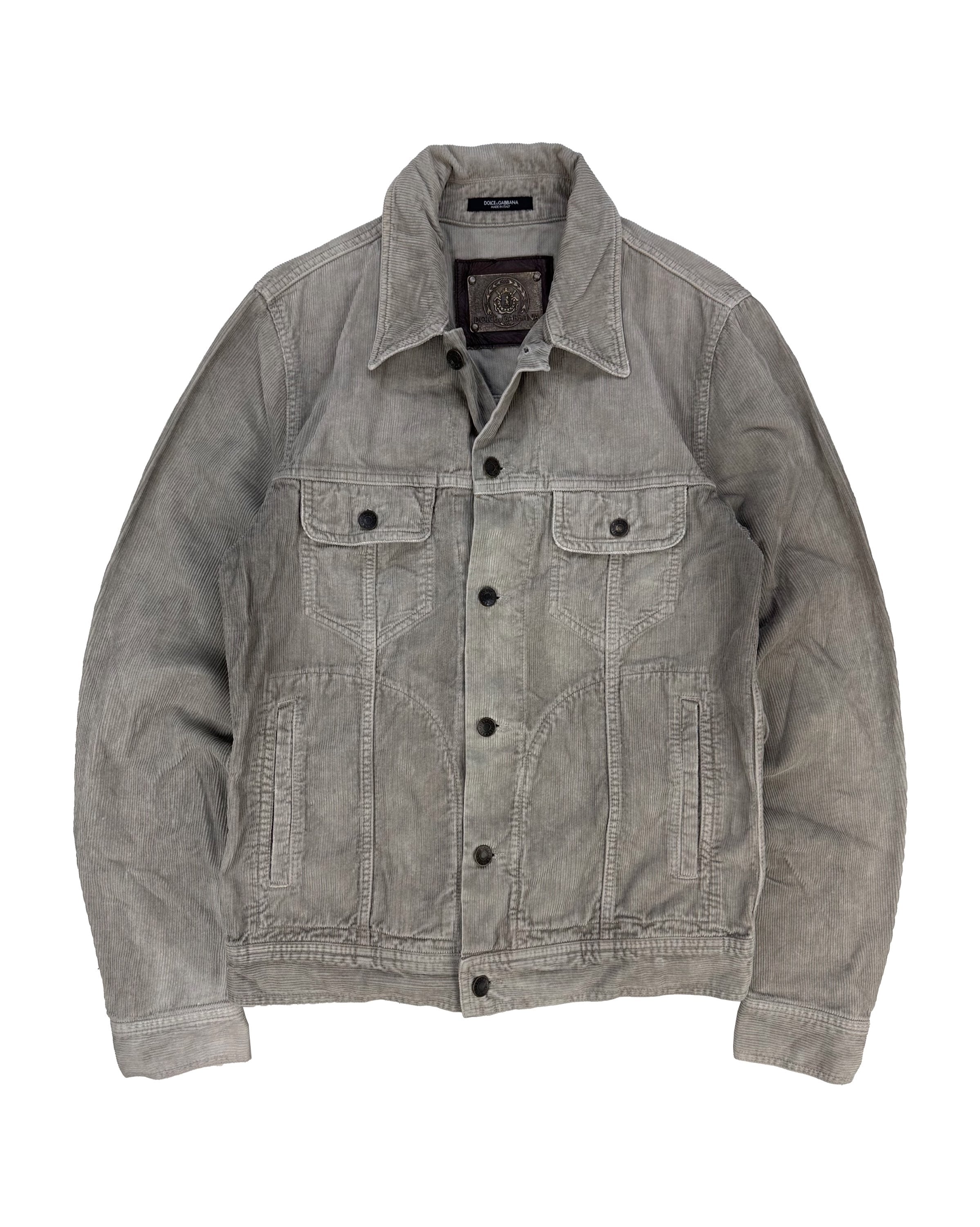00s Dolce &amp; Gabbana Slate Grey Corduory Trucker Jacket