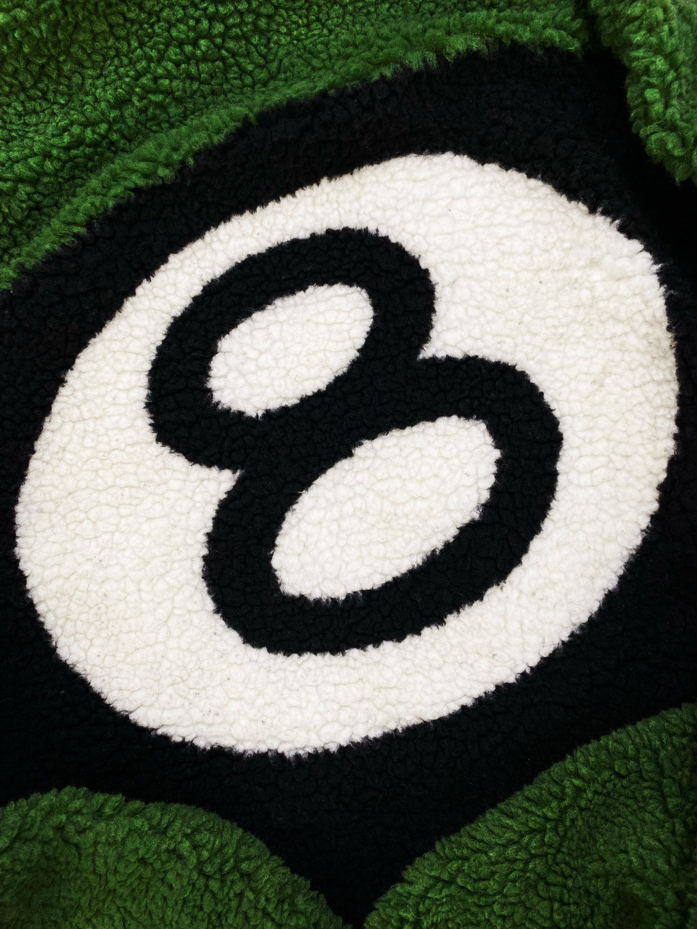 AW22 Stüssy ‘8 Ball’ Forest Green Reversible Sherpa Fleece Jacket