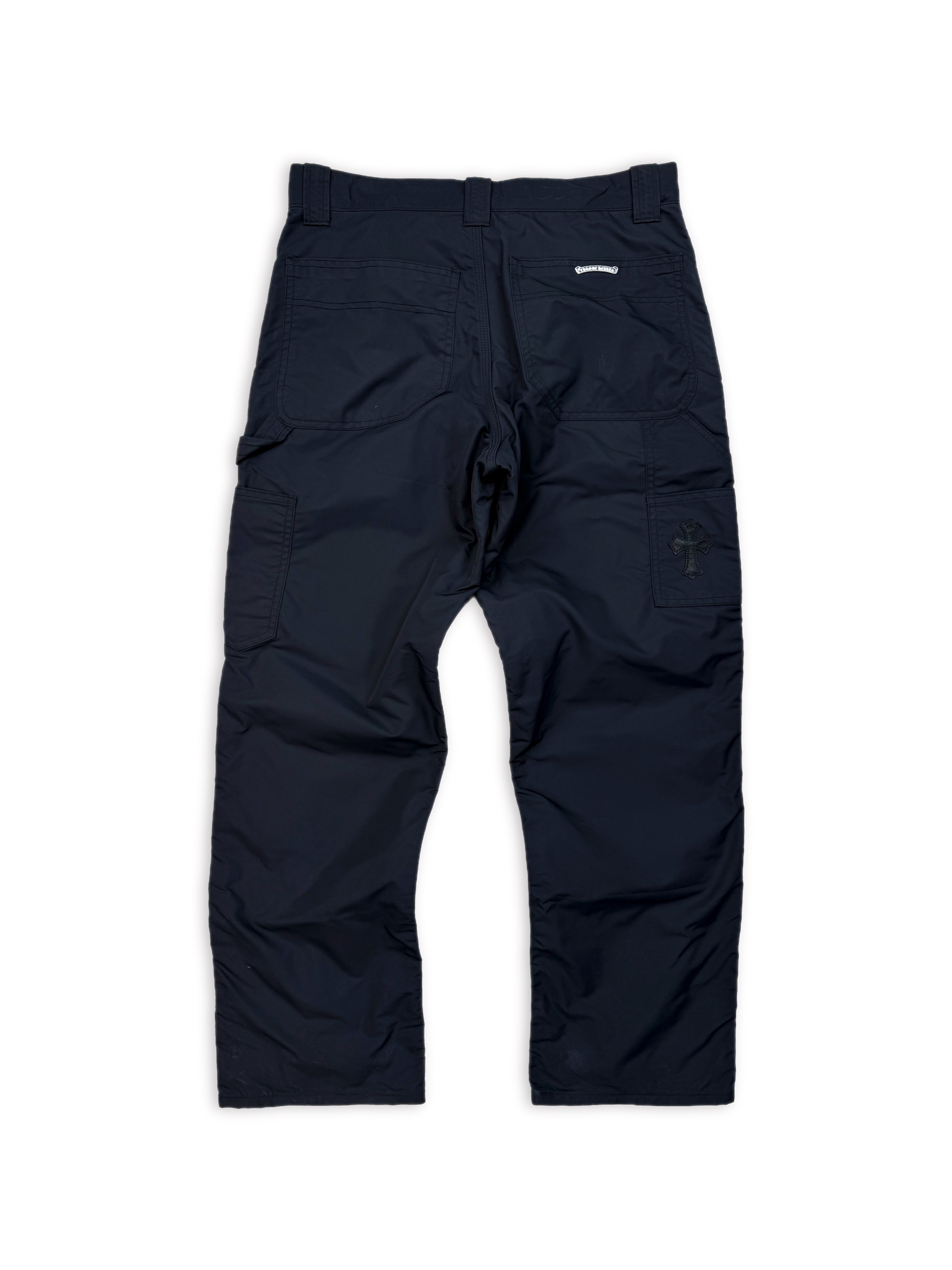 CHROME HEARTS CARPENTER CROSS PATCH DOUBLE KNEE LEATHER PANTS