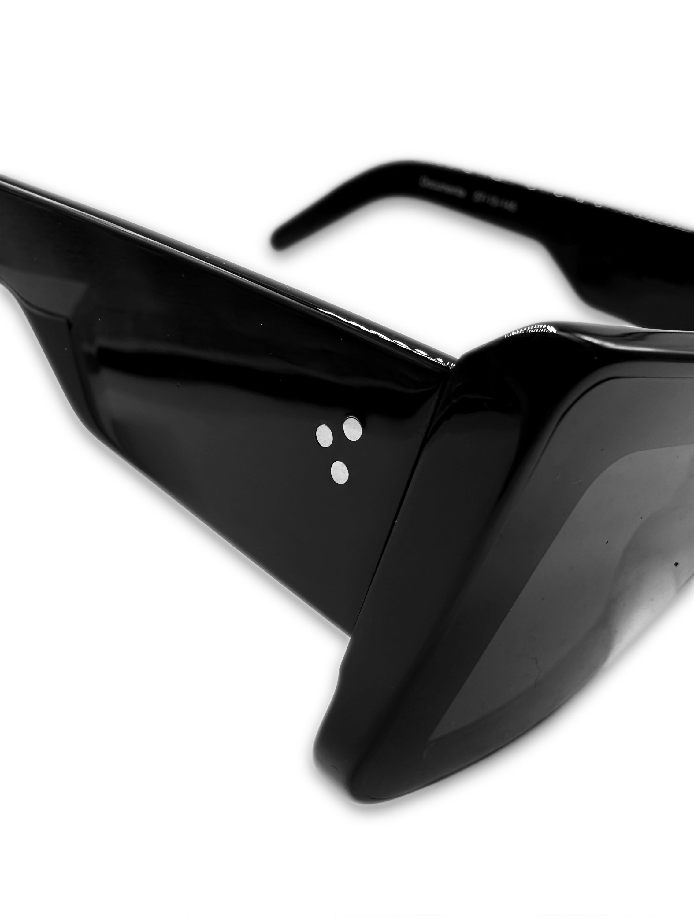 Rick Owens ‘Phleg’ Square Black Glossy Sunglasses