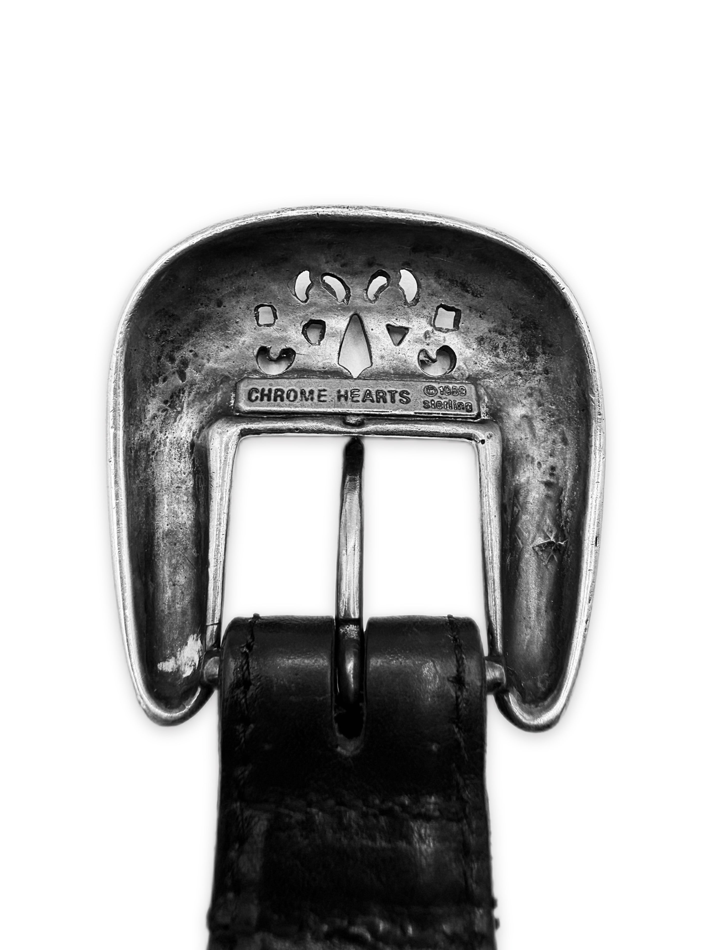 Chrome Hearts 3 Piece Western XXL 1 inch Black Leather Belt