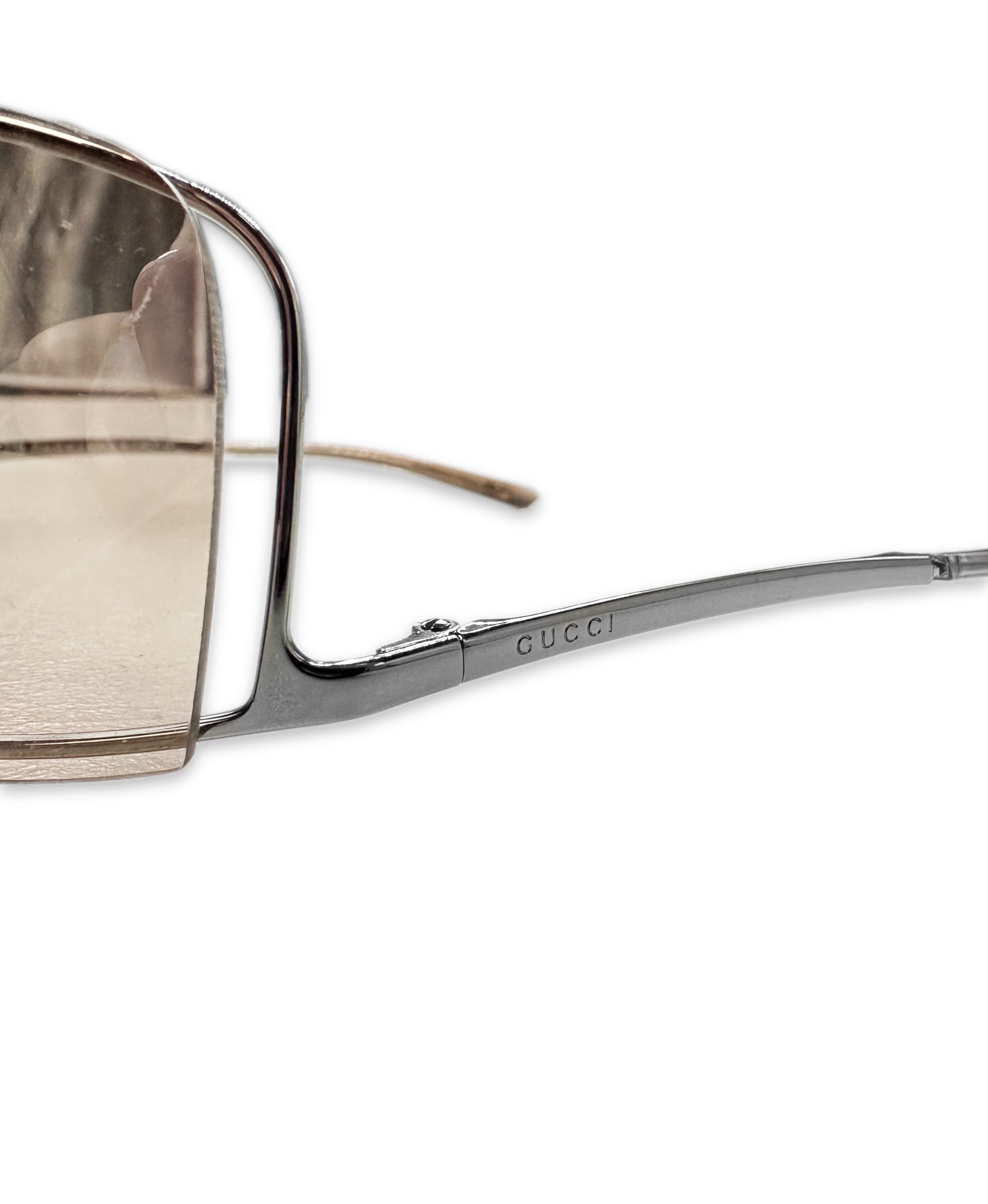 00s Gucci Upside Down Warm Tint Metallic Frame Sunglasses