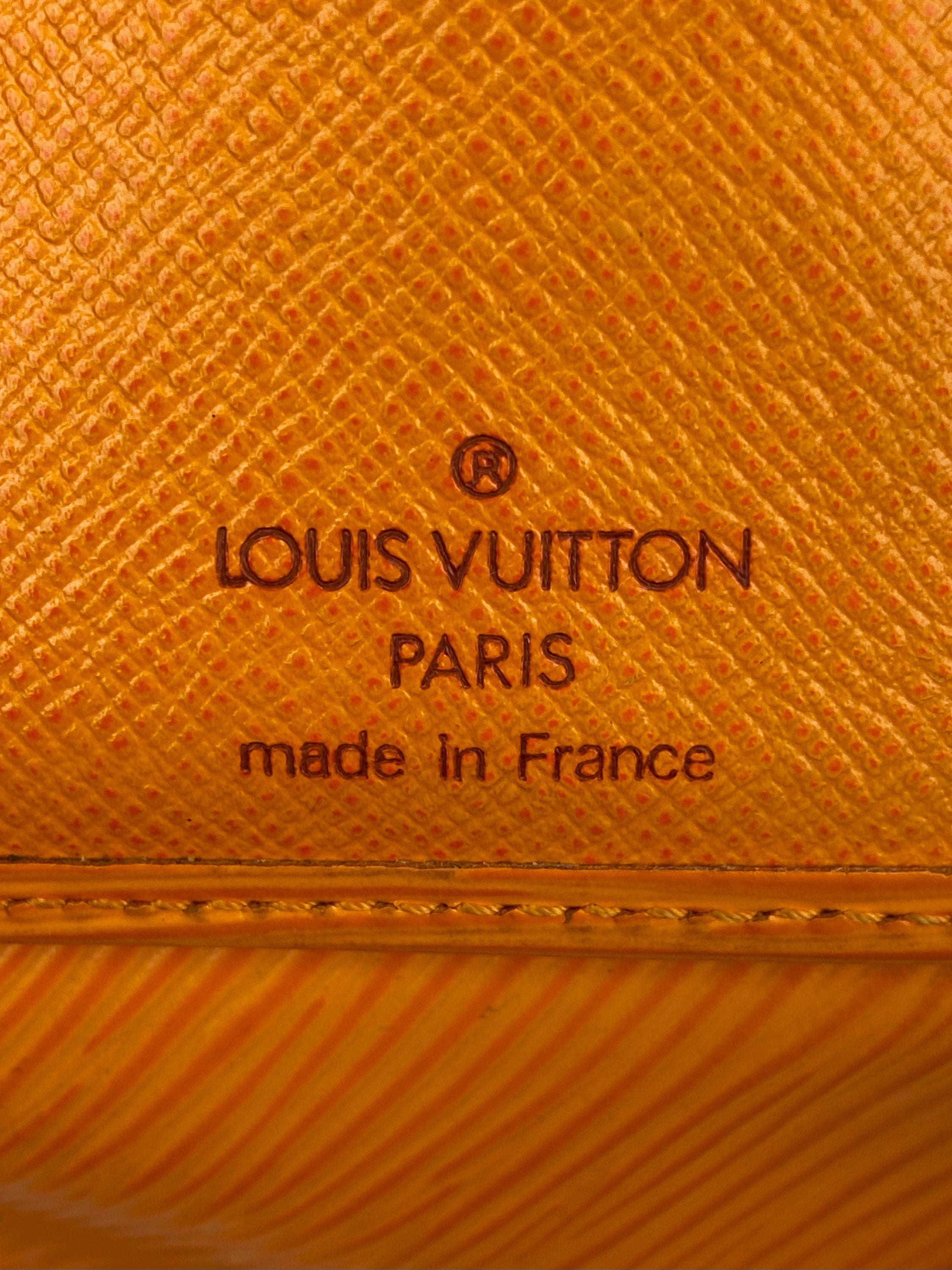 Louis Vuitton Orange Epi Button Clasp Embossed LV Wallet