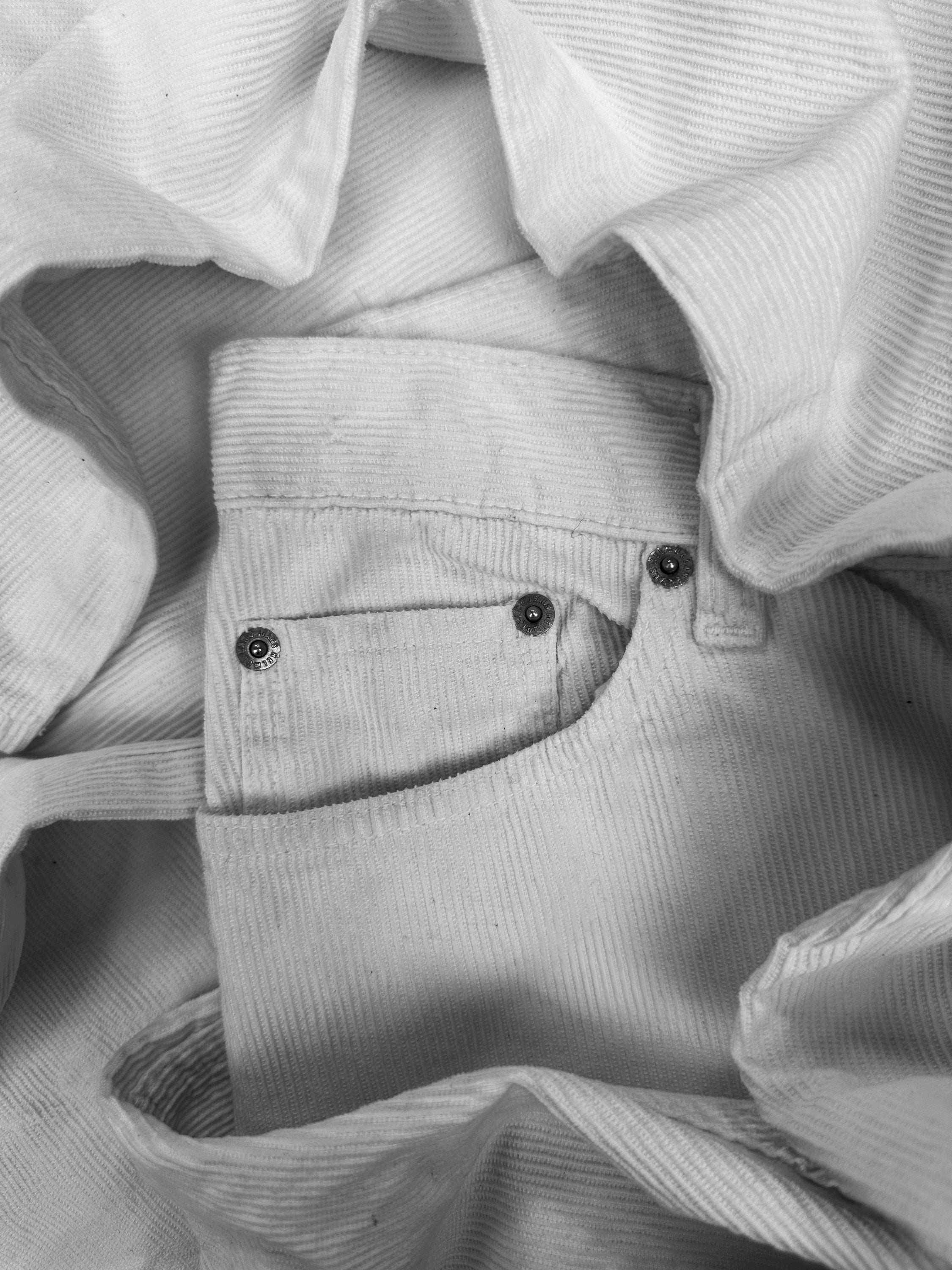 00s Helmut Lang White Corduroy Boot Cut Pants