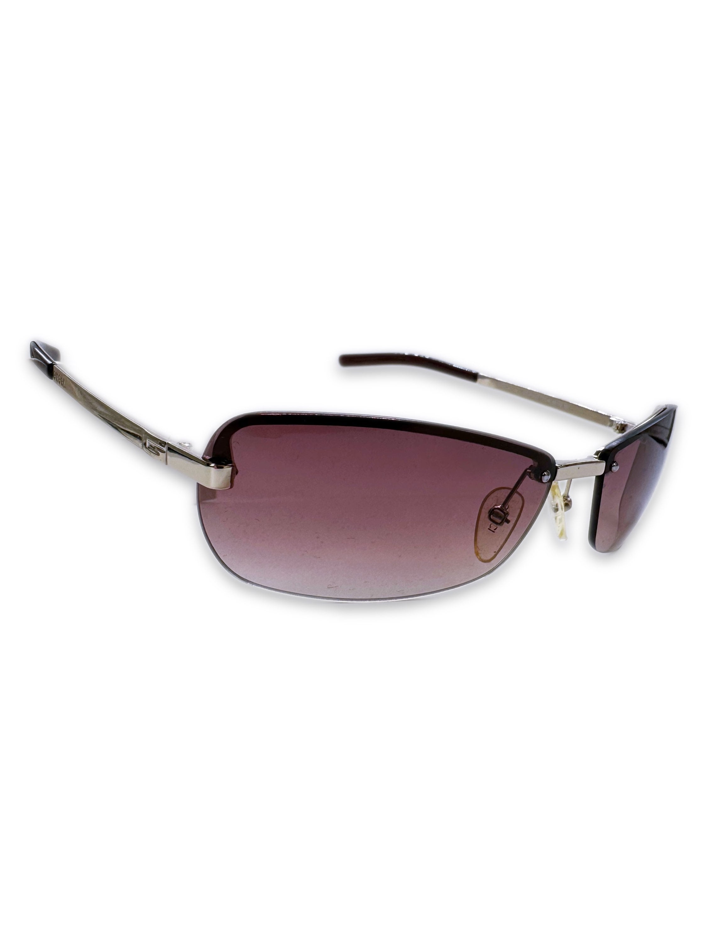 Gucci G Logo Pink Tint Rimless Sunglasses