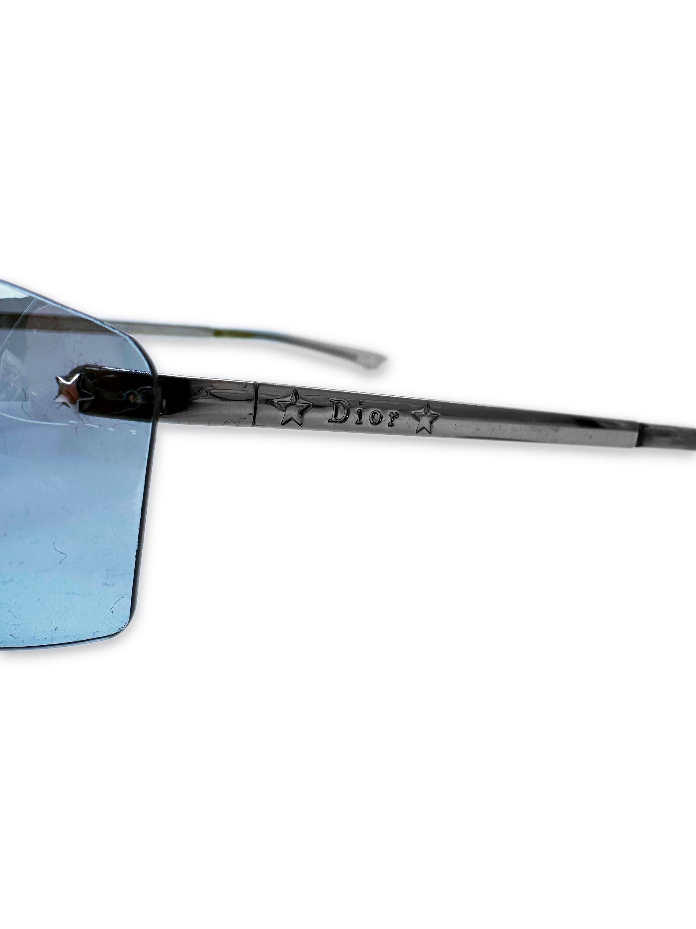 00s Dior Star Motif Baby Blue Rimless Sunglasses