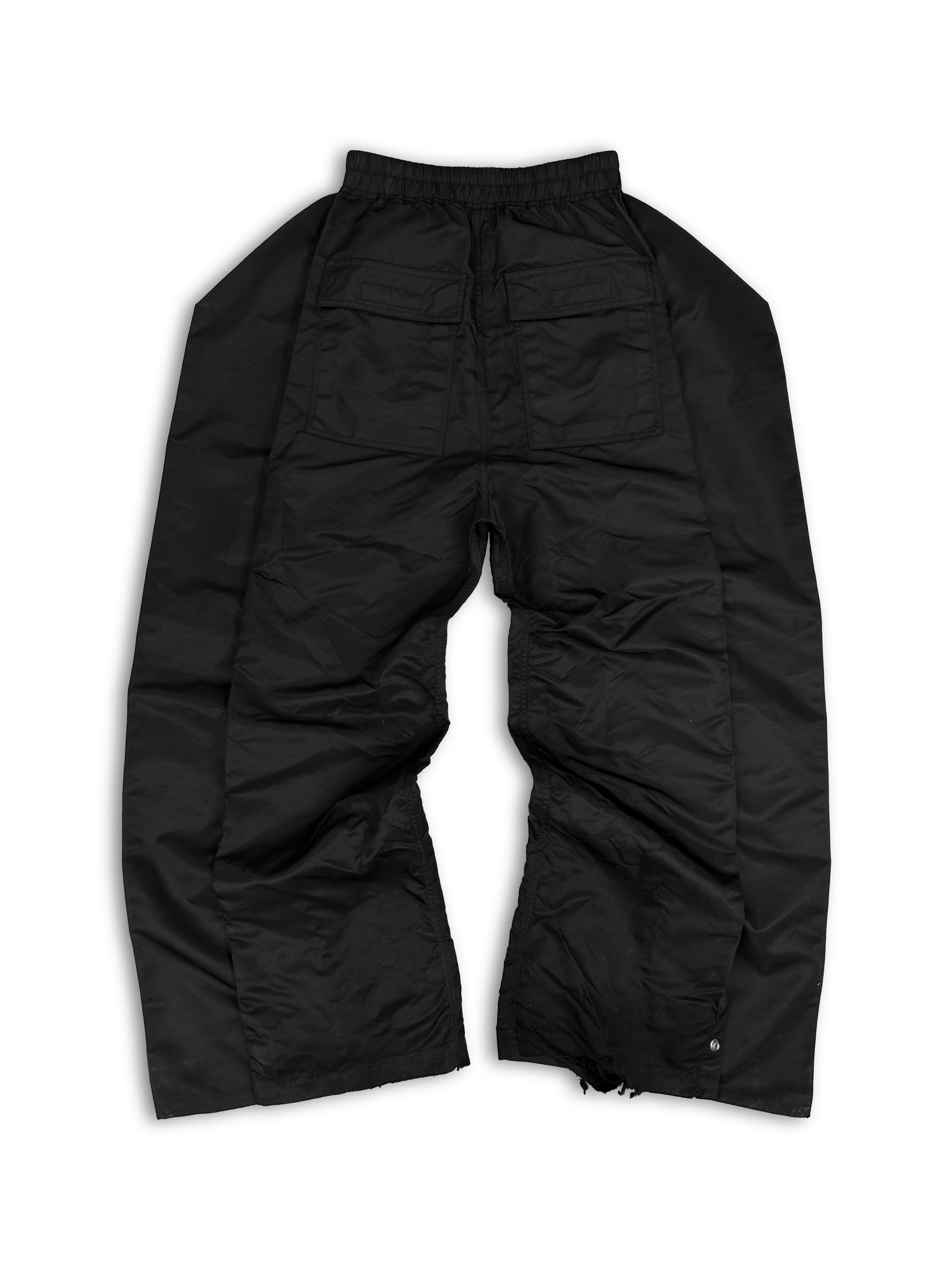 SS19 Rick Owens ‘Babel’ Flared Black Nylon Pusher Pants