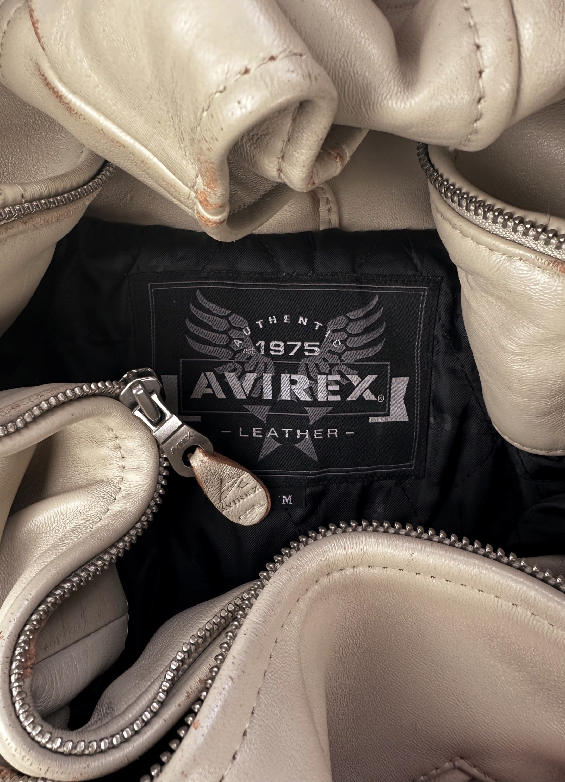 00s Avirex 1/400 ‘Snake &amp; Dragon’ Hand Painted Leather Biker Jacket