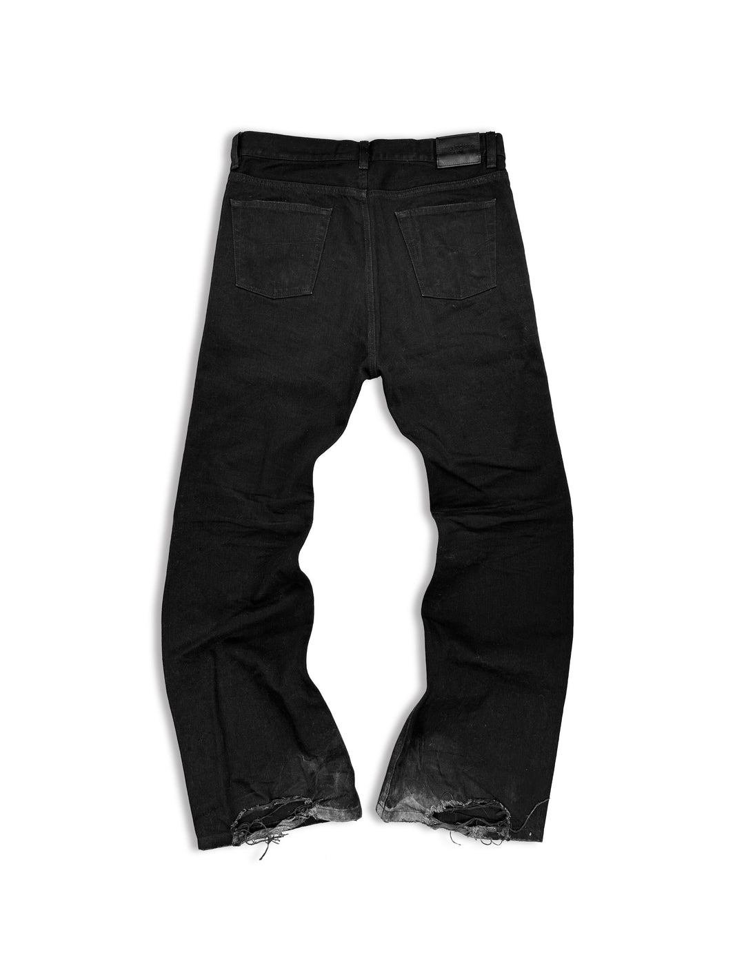 SS22 Balenciaga ‘Lost Tape’ Flared Cut Black Distressed Denim
