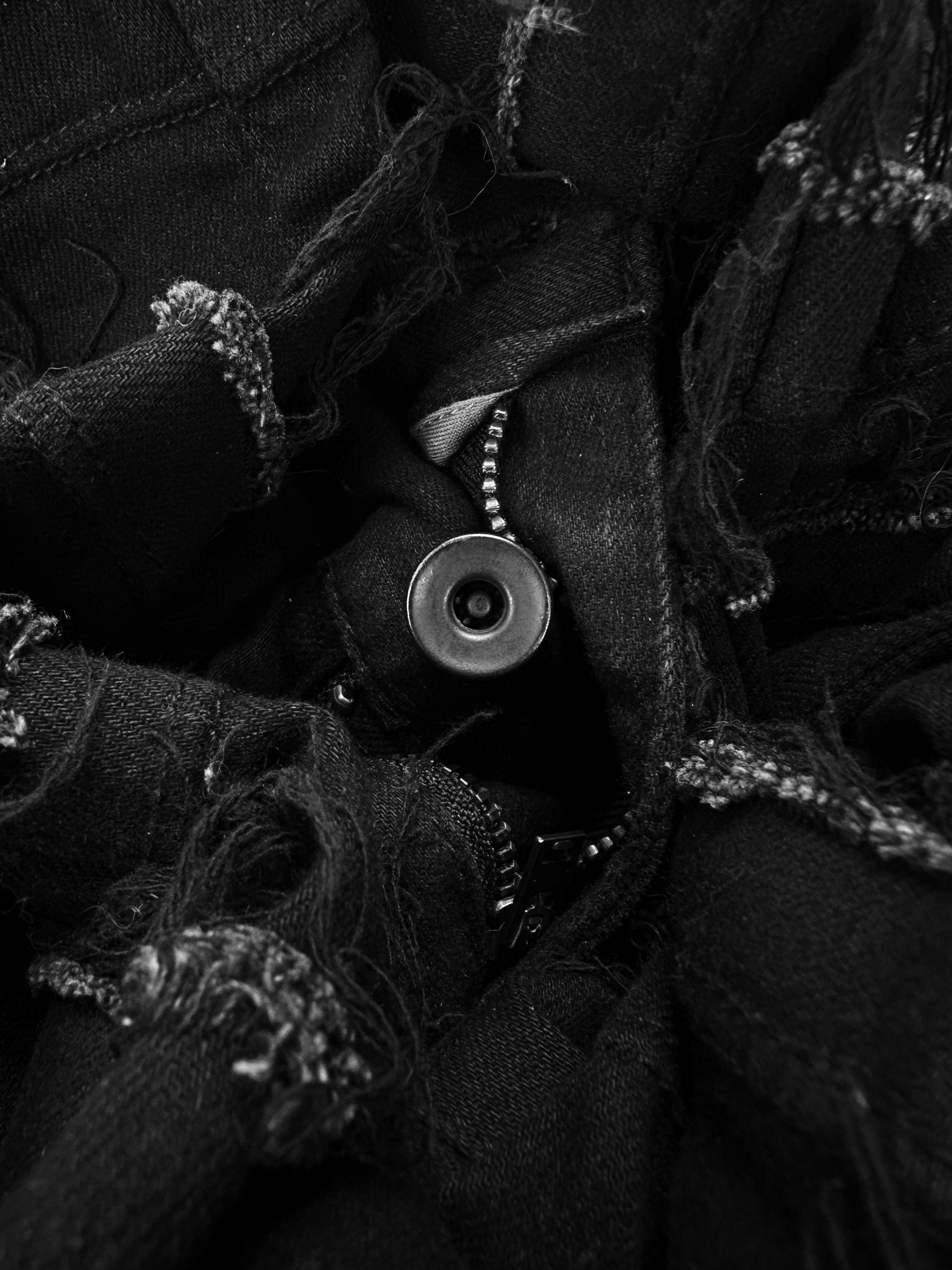 00s Civarize Black ‘Hagi’ Distressed Reconstructed Denim