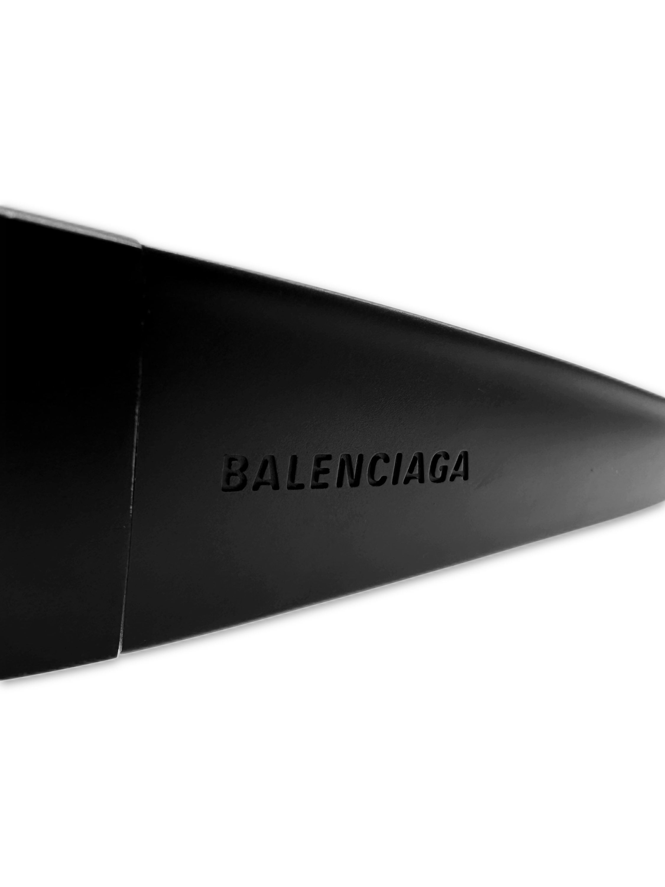 AW22 Balenciaga ‘Skin Cat’ Wrap Around Glossy Black Sunglasses