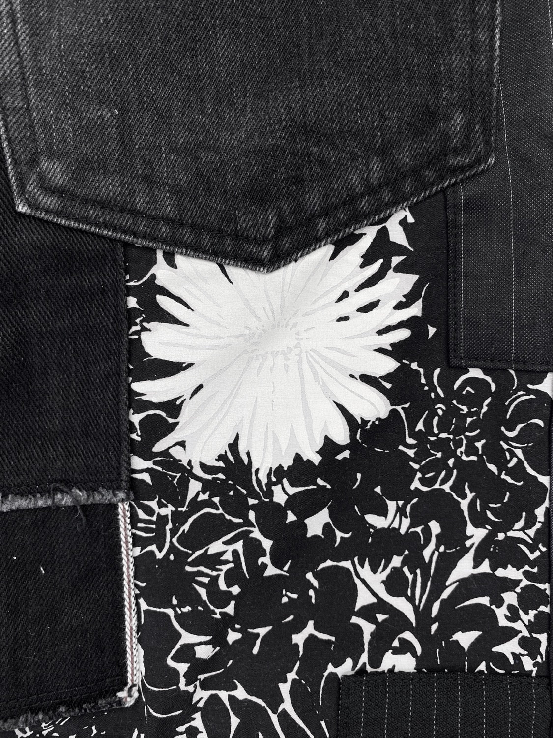 SS17 Junya Watanabe Patchwork Distressed Black Washed Denim