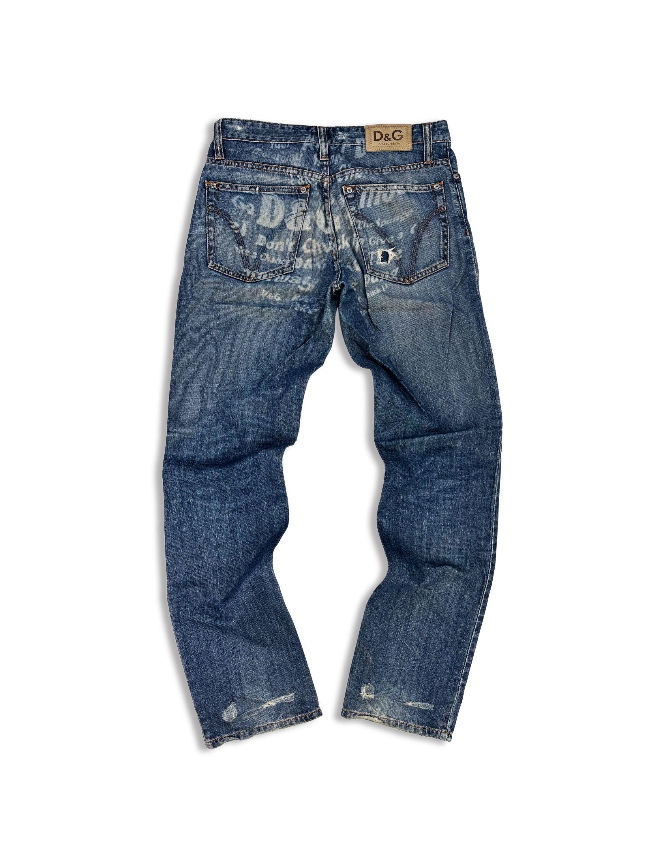 00s Dolce & Gabbana Blue Wash Graffiti Logo Denim