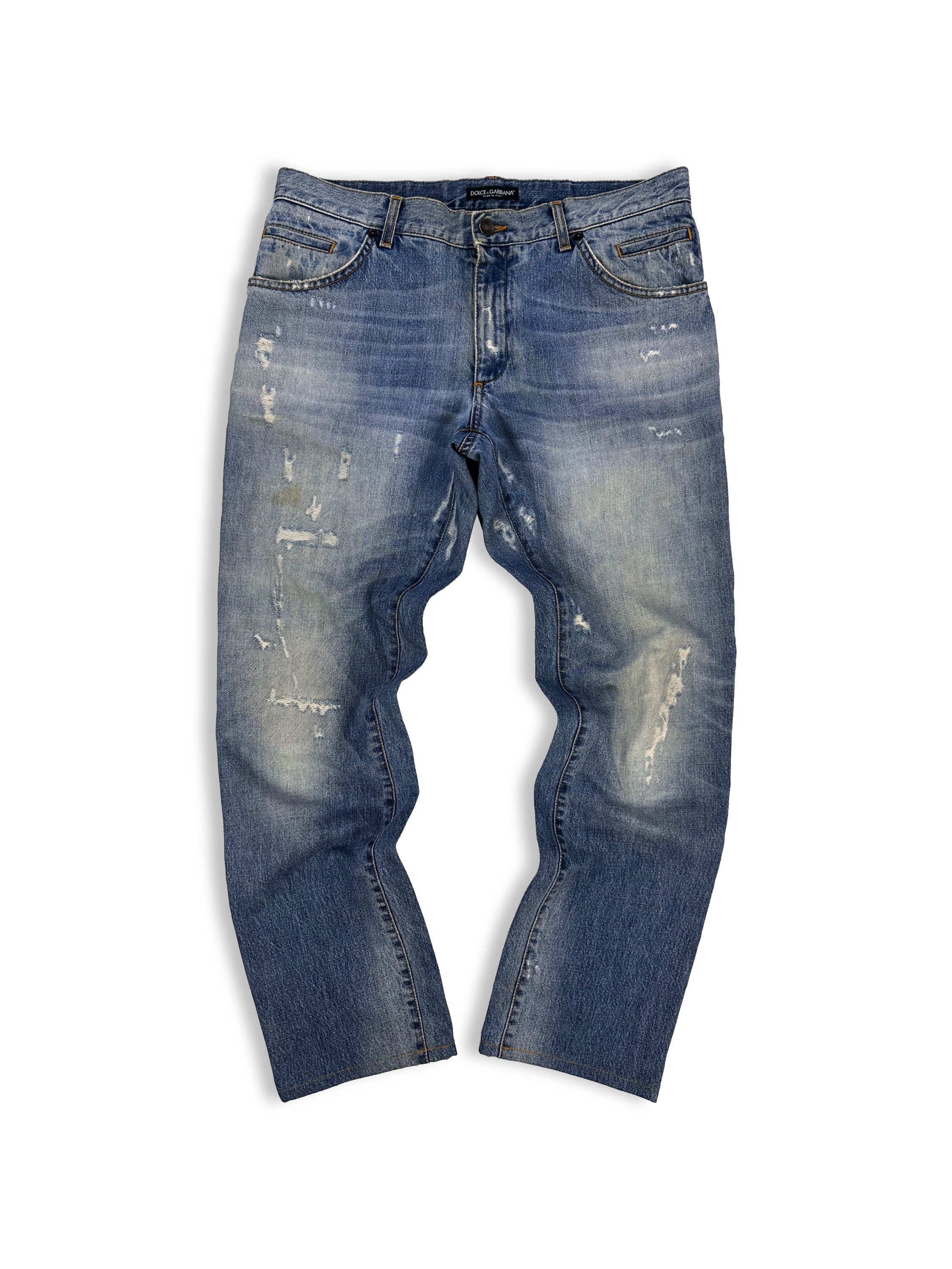 00s Dolce & Gabbana Light Wash Distressed Denim