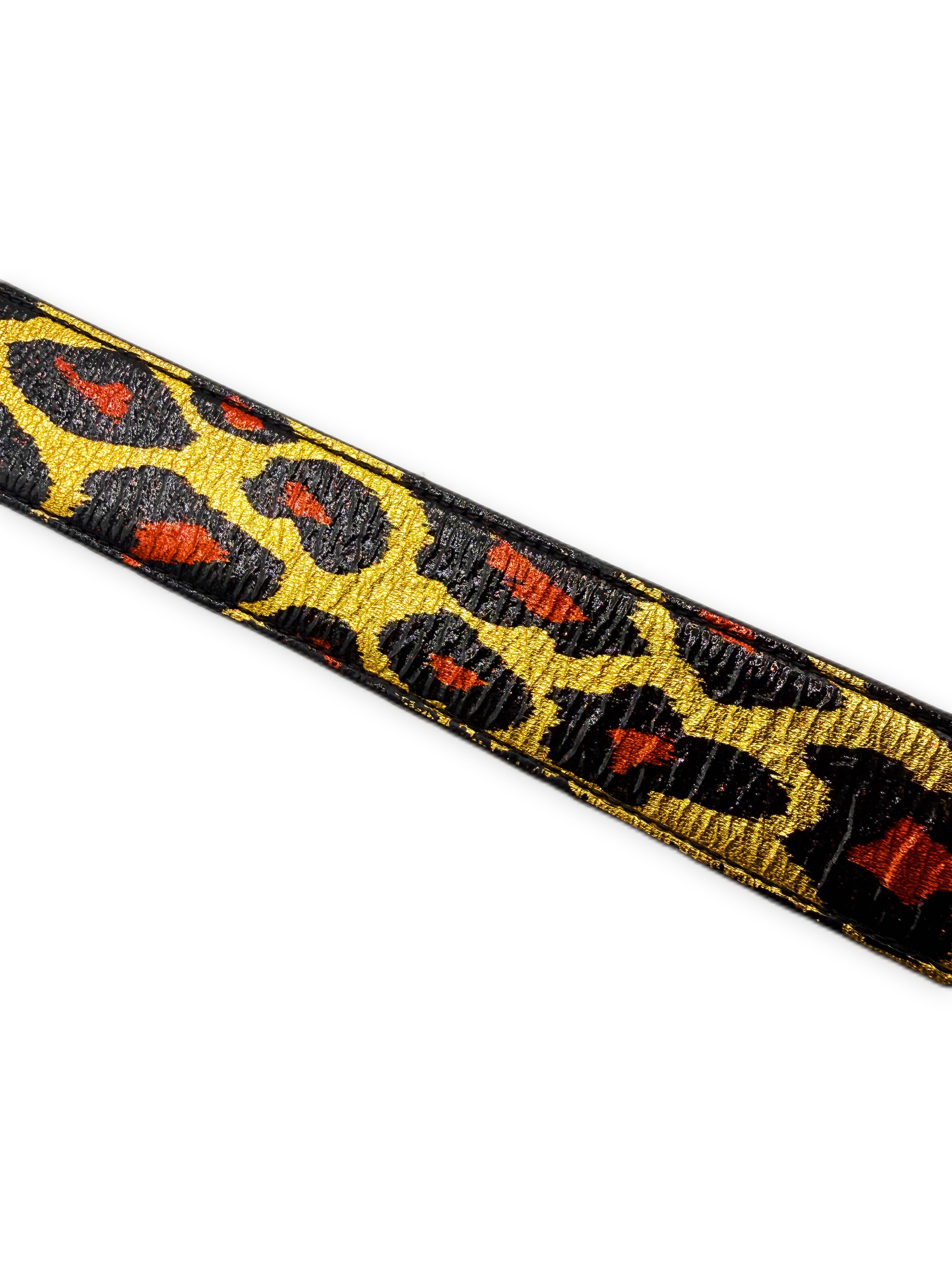 Chrome Hearts Leopard Painted Gunslinger .925 Silver Leather Belt