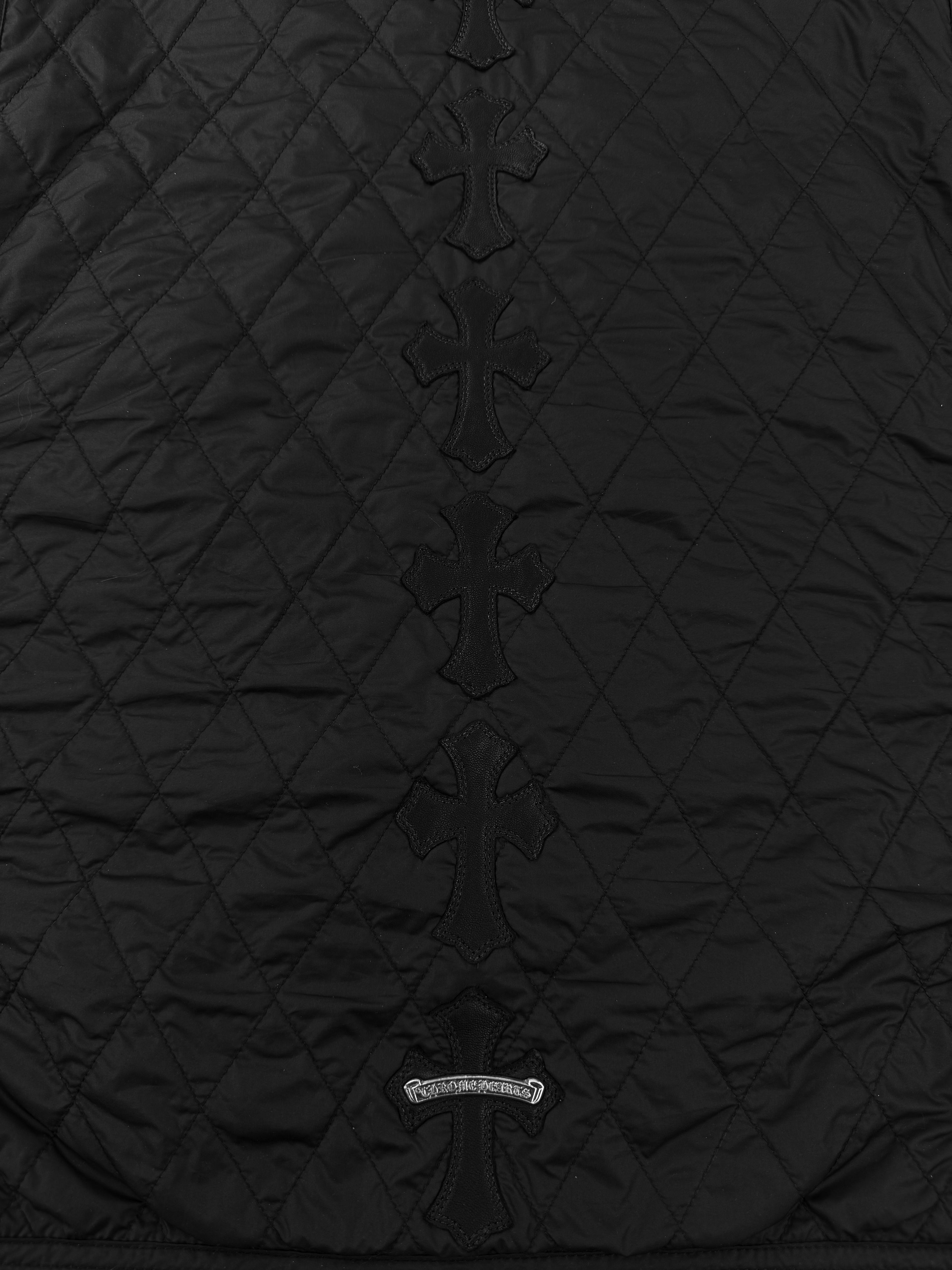 Chrome Hearts Spine Leather Cross Patch Black Dagger Zip Papa’s Vest